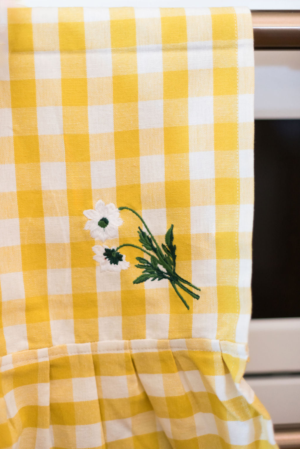 Yellow Gingham Ruffled Dish Towel