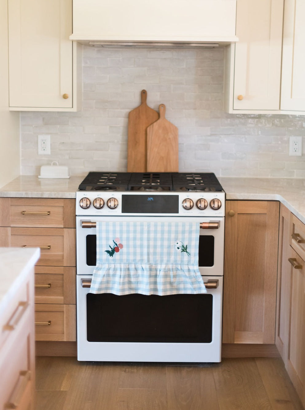 Blue Ruffled Gingham Dish Towel