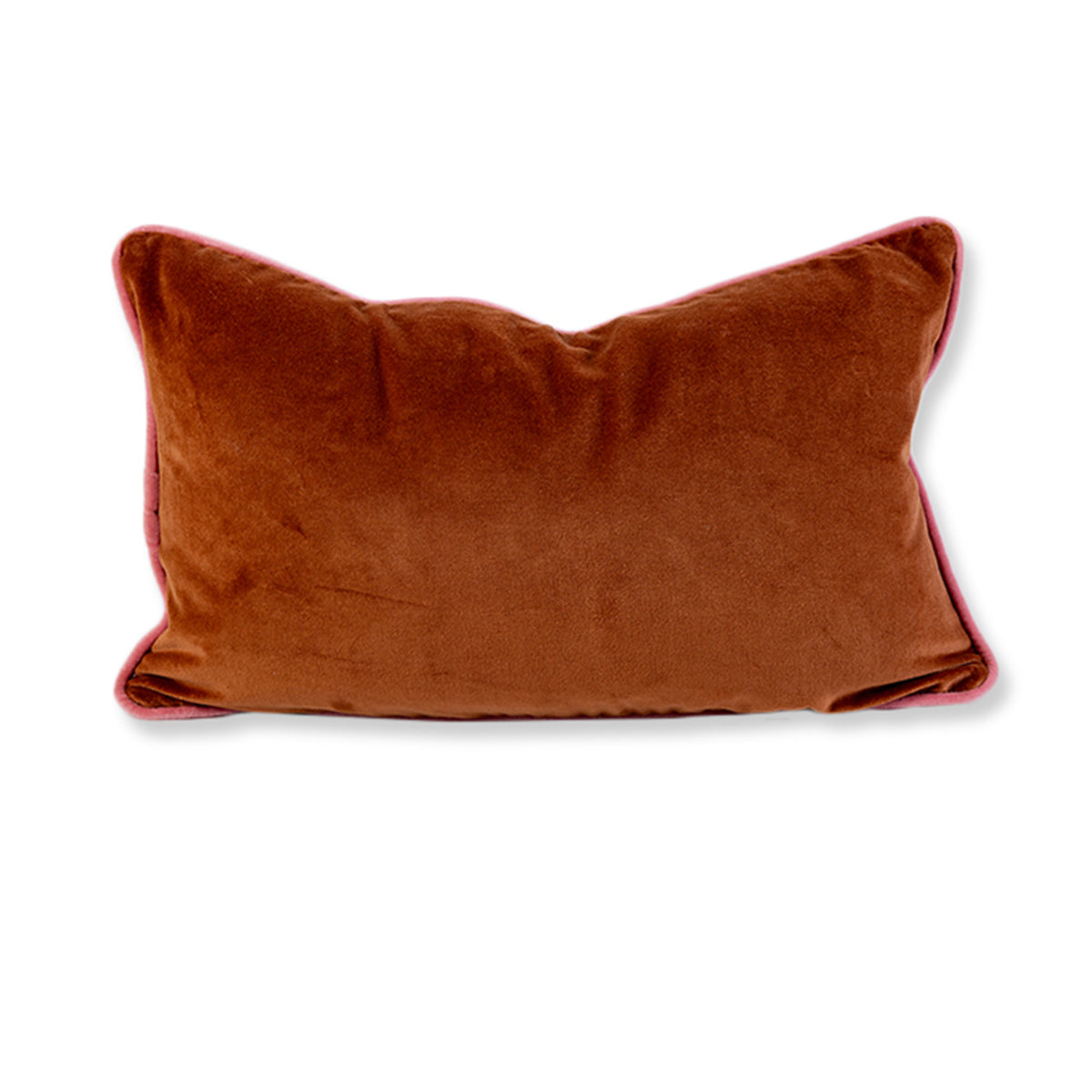 Charliss Velvet Lumbar Pillow - Rust + Light Pink