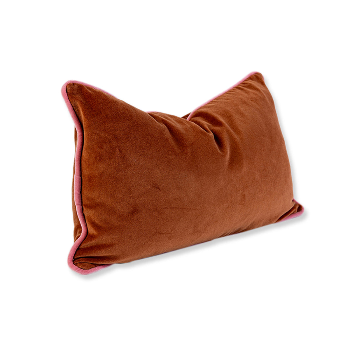 Charliss Velvet Lumbar Pillow - Rust + Light Pink