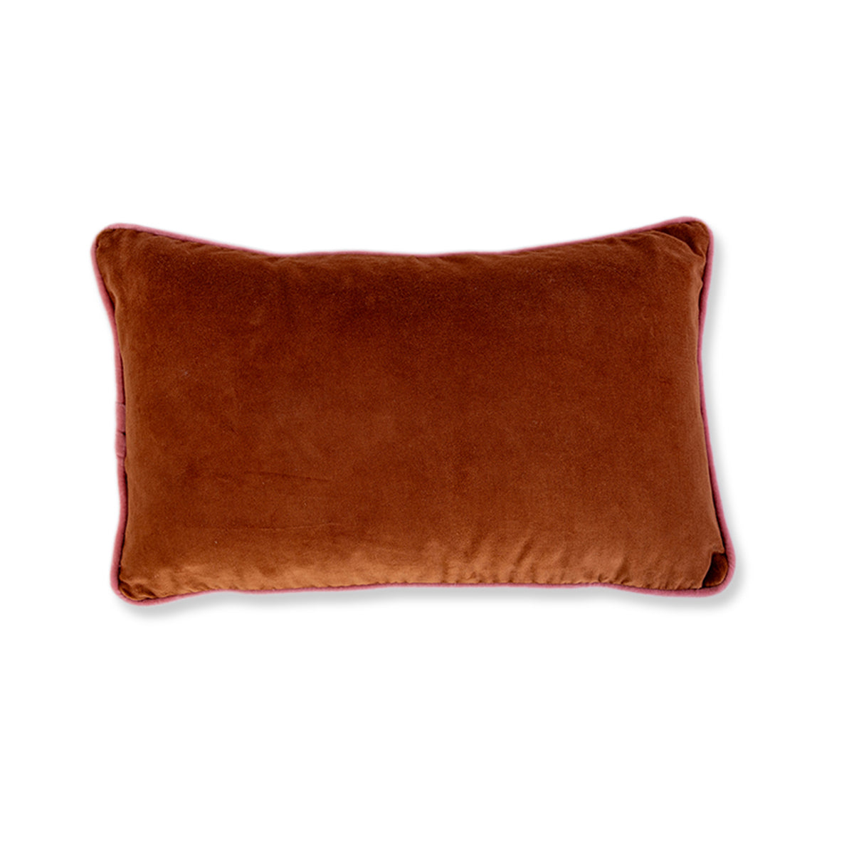 Charliss Velvet Lumbar Pillow - Rust + Light Pink