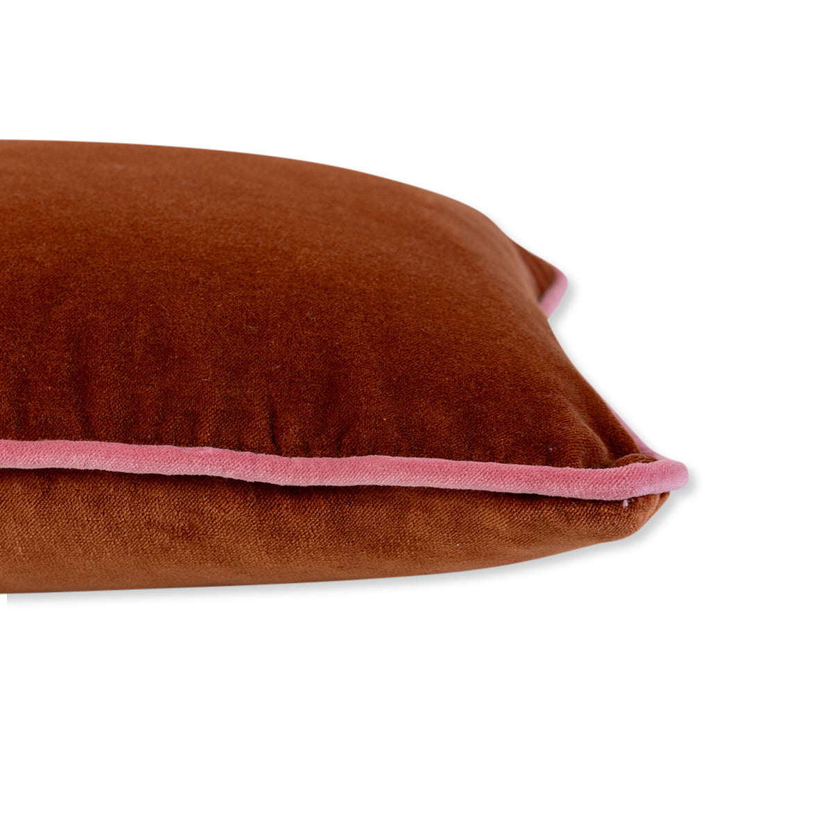 Charliss Velvet Lumbar Pillow - Rust + Light Pink