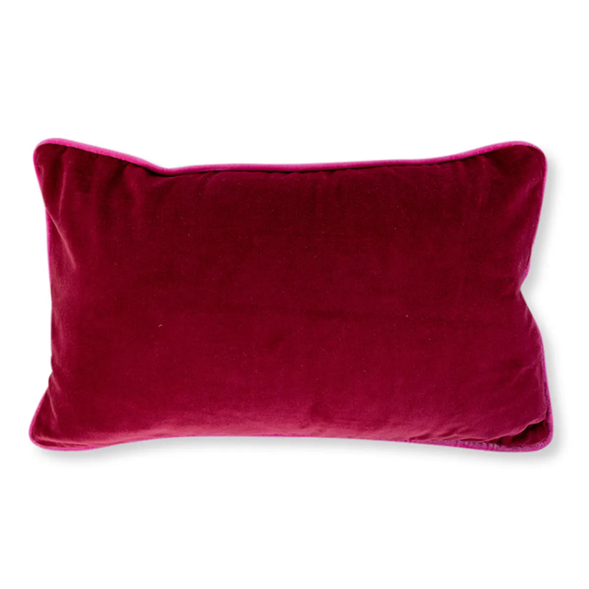 Charliss Velvet Lumbar Pillow in Wine and Hot Pink