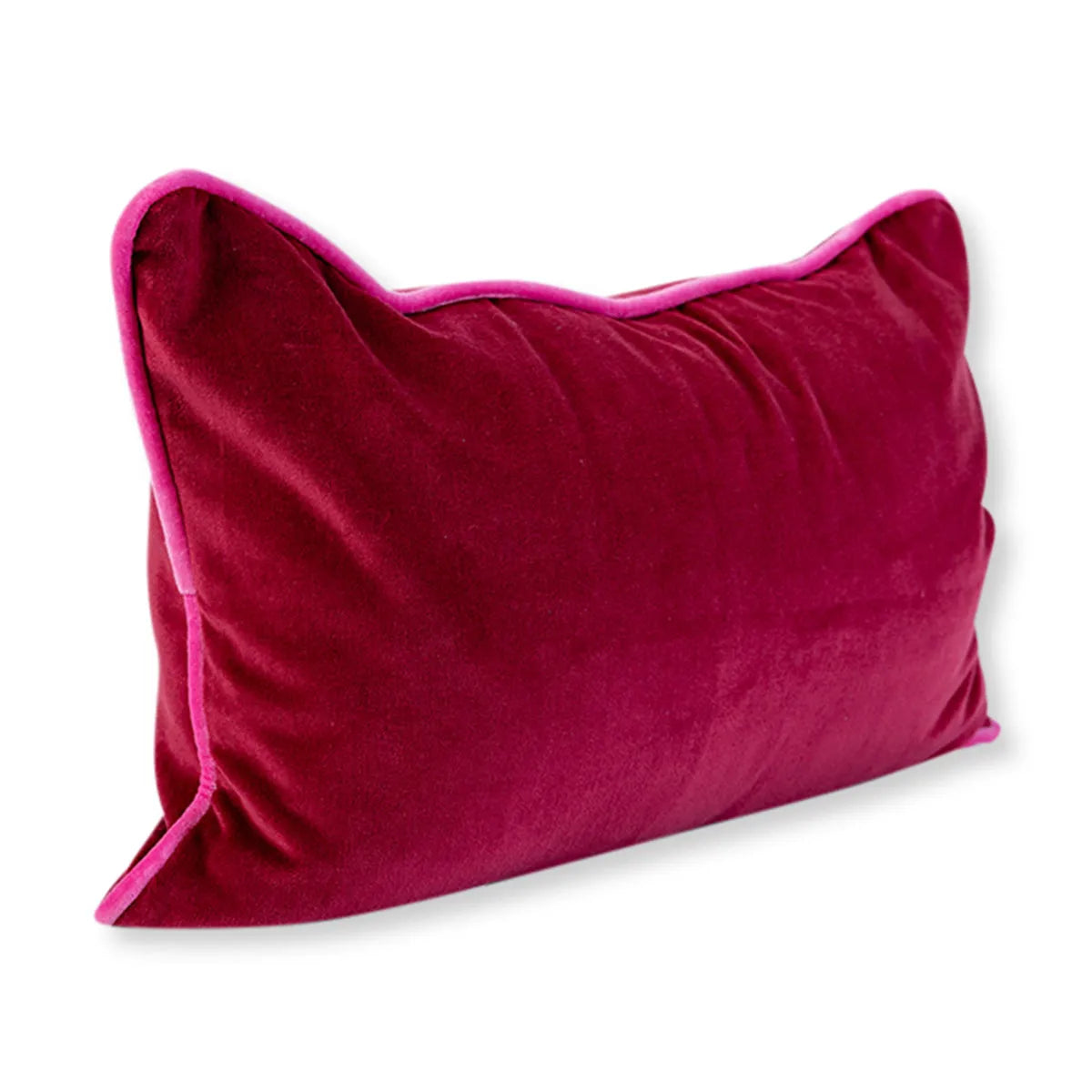 Charliss Velvet Lumbar Pillow in Wine and Hot Pink