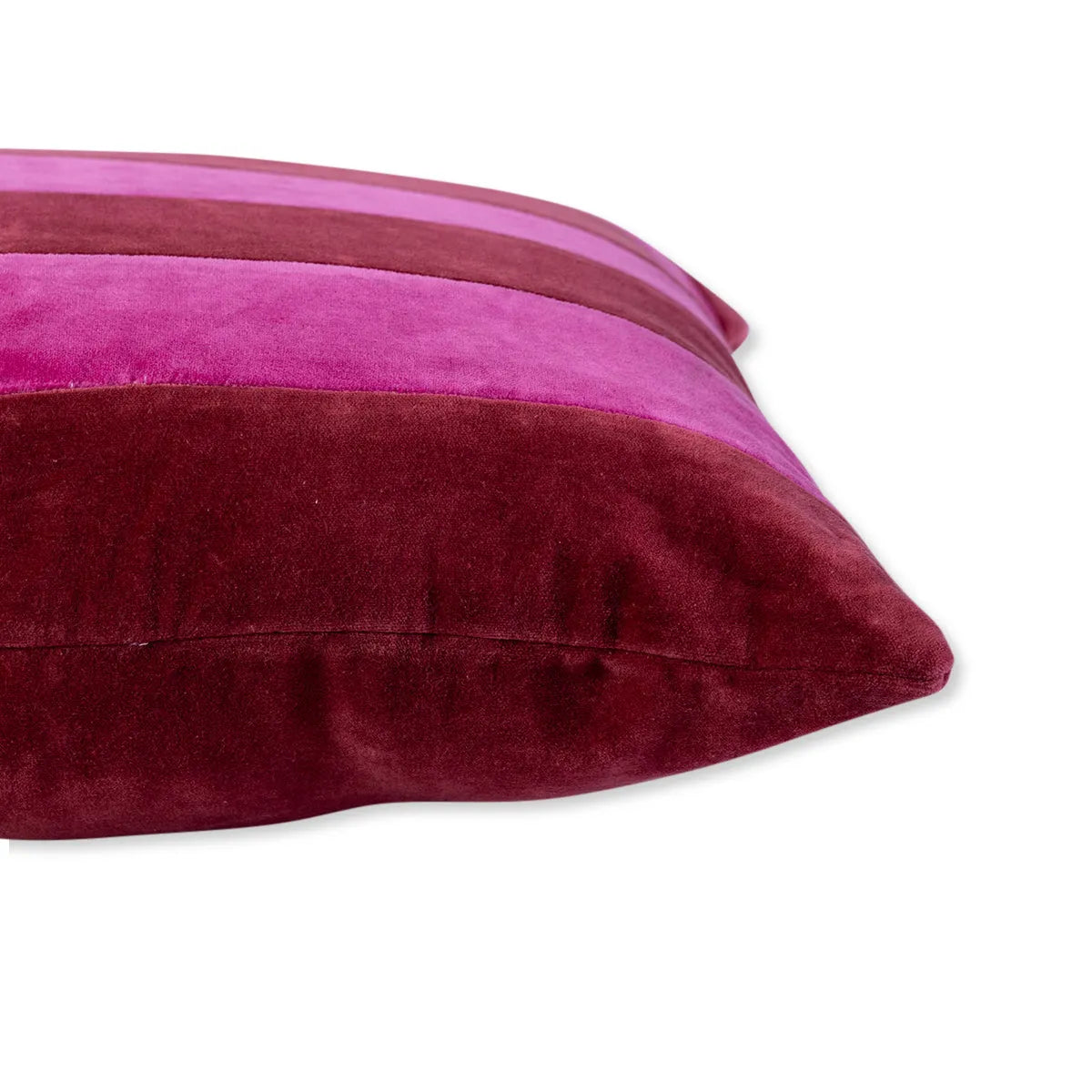 Striped Velvet Lumbar Pillow - Wine + Hot Pink