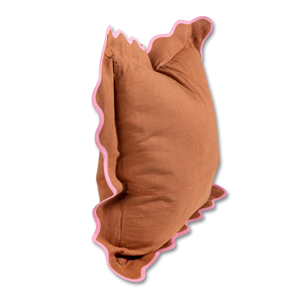 Darcy Linen Pillow - Rust + Light Pink