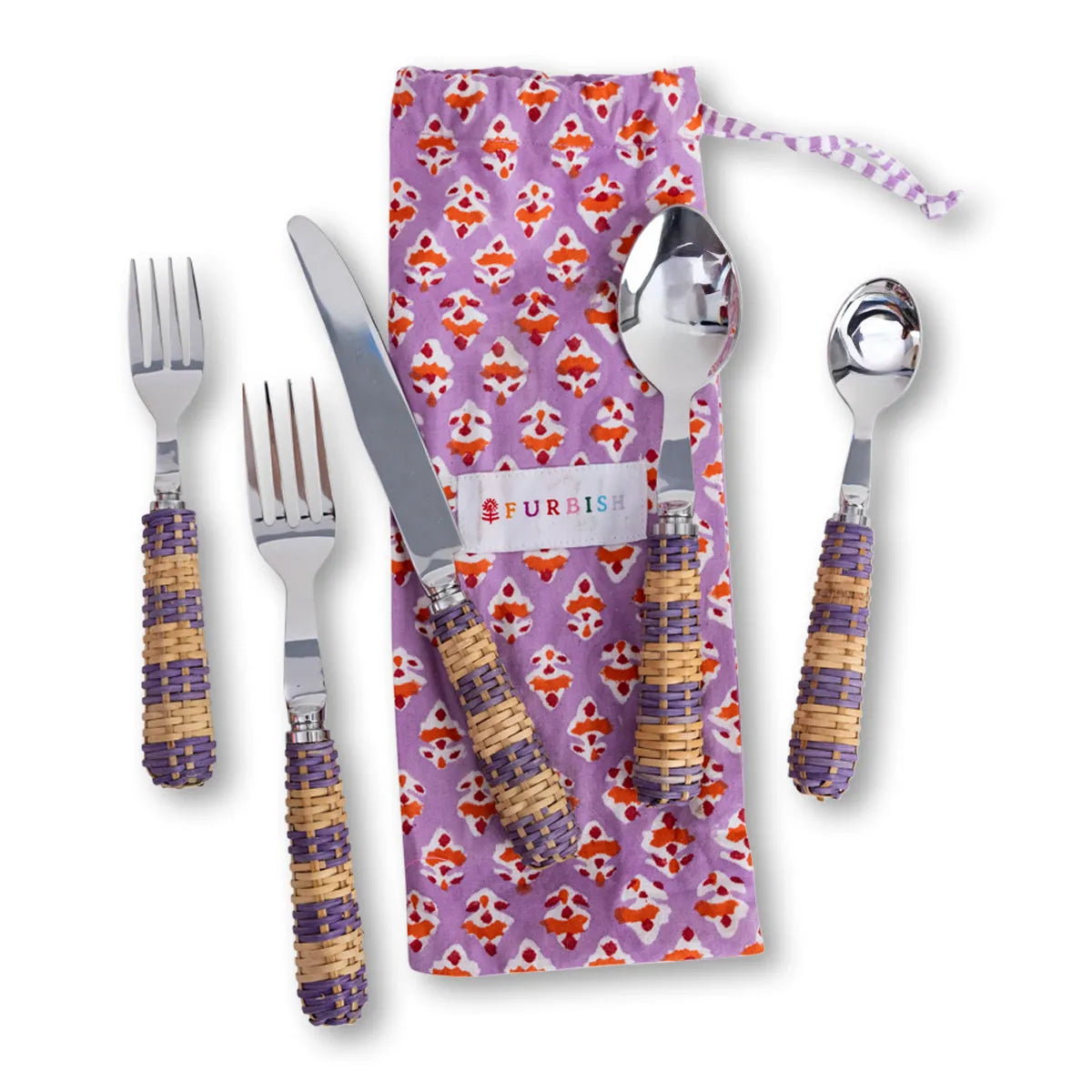 Rattan Cutlery S/5 - Lilac