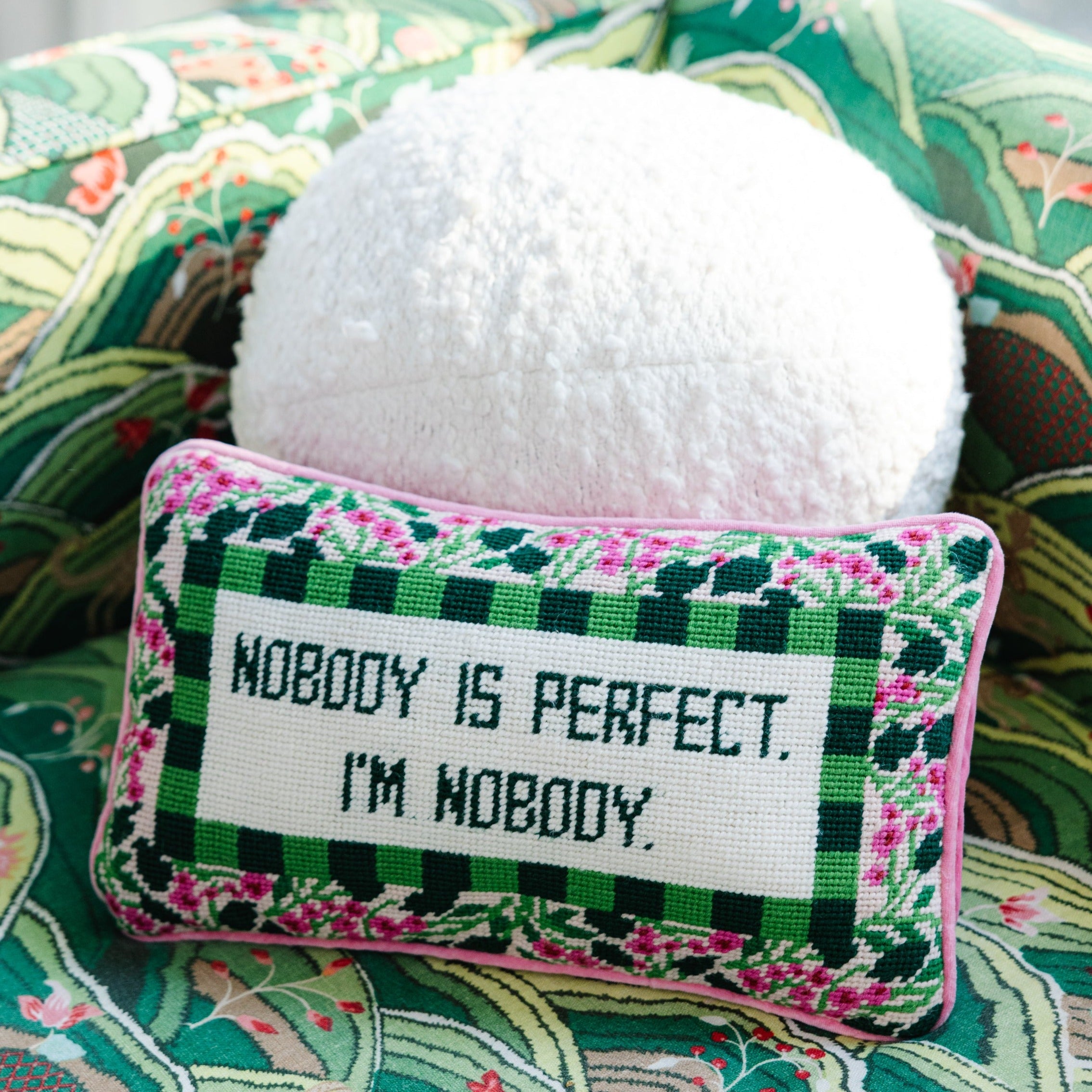 Nobody's Perfect Needlepoint Pillow