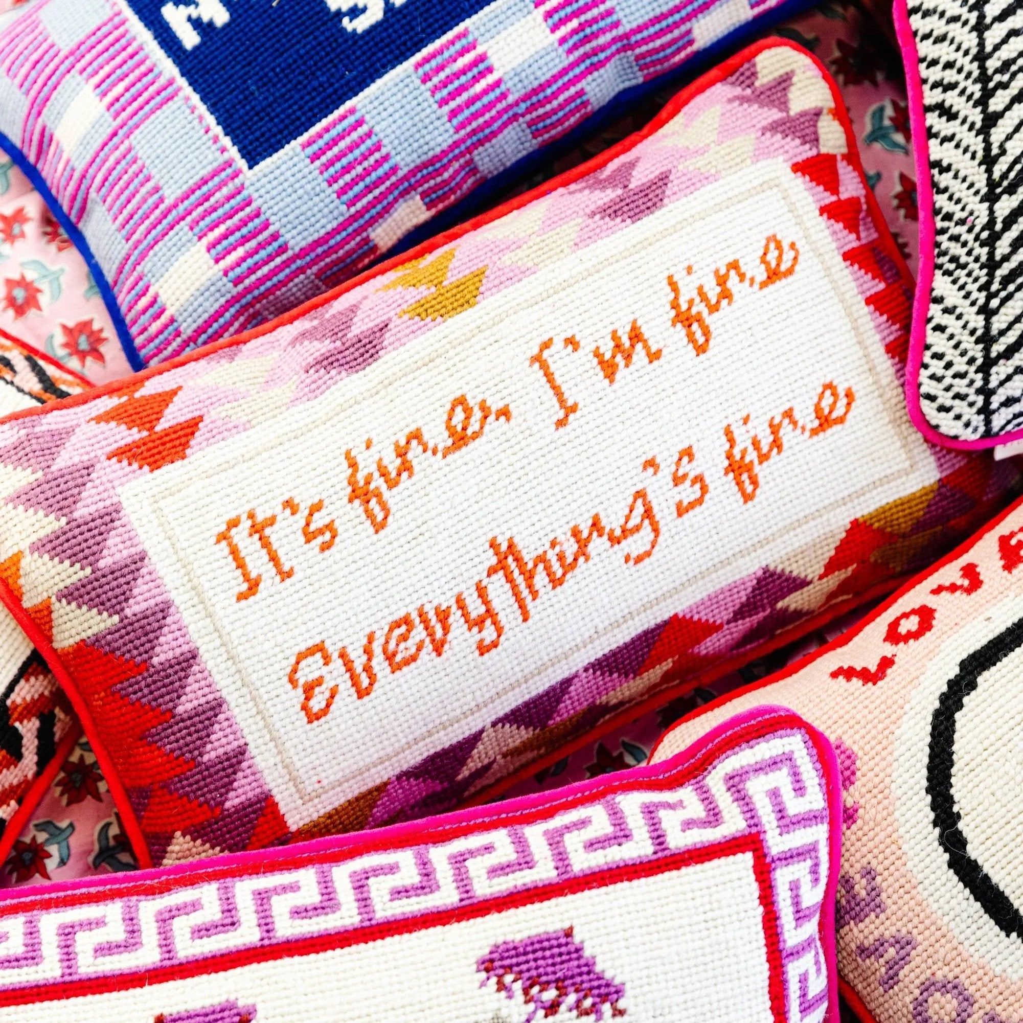 Everything's Fine Needlepoint Pillow