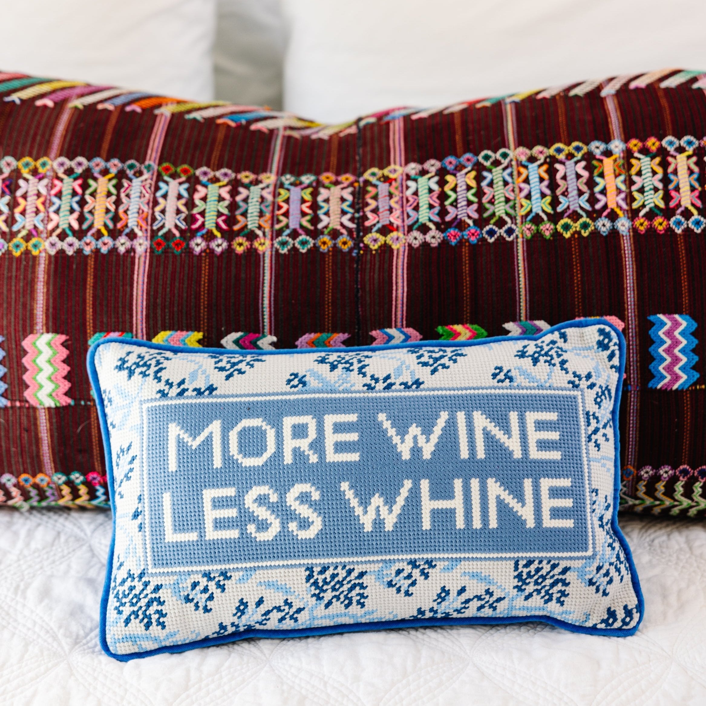 More Wine Needlepoint Pillow