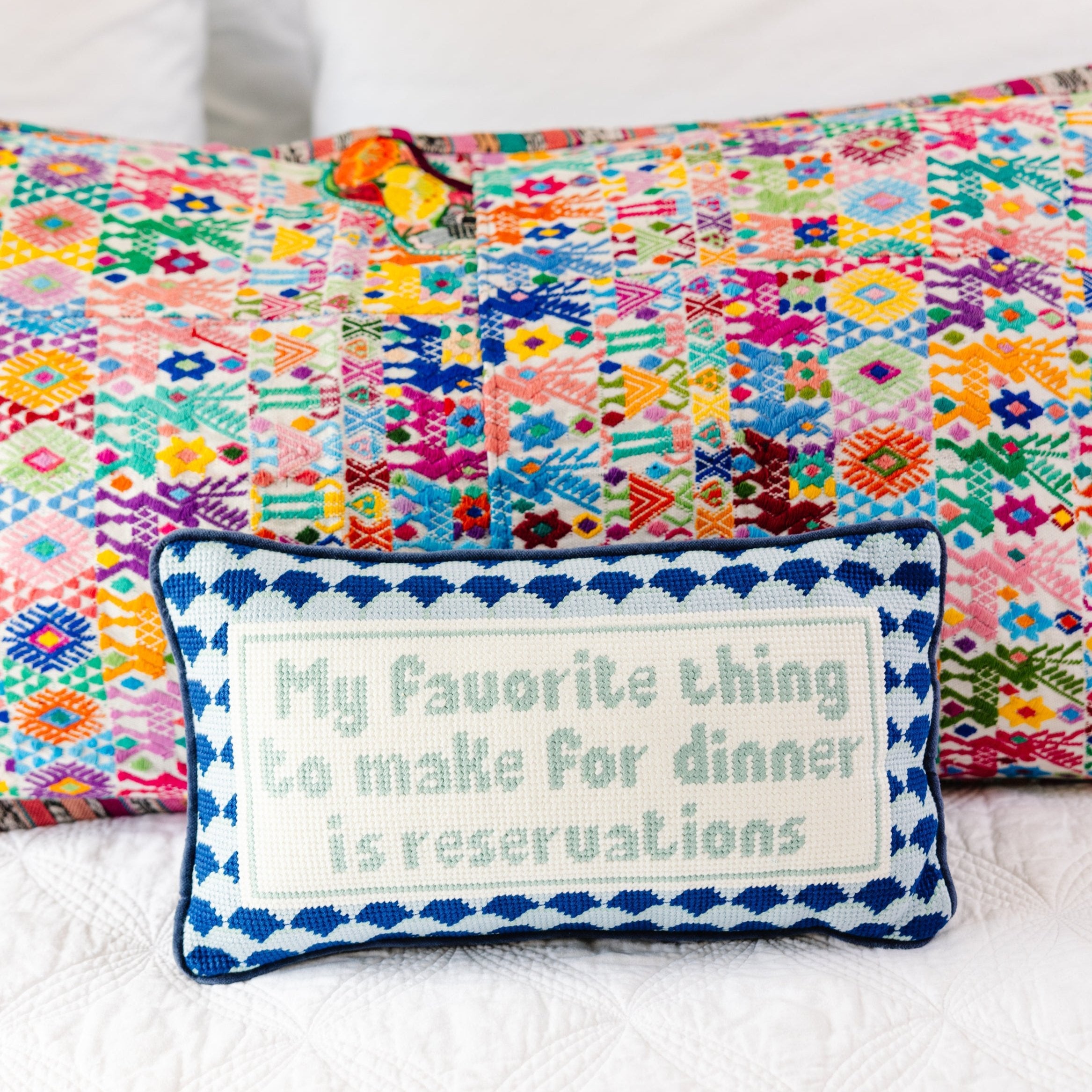 Reservations Needlepoint Pillow