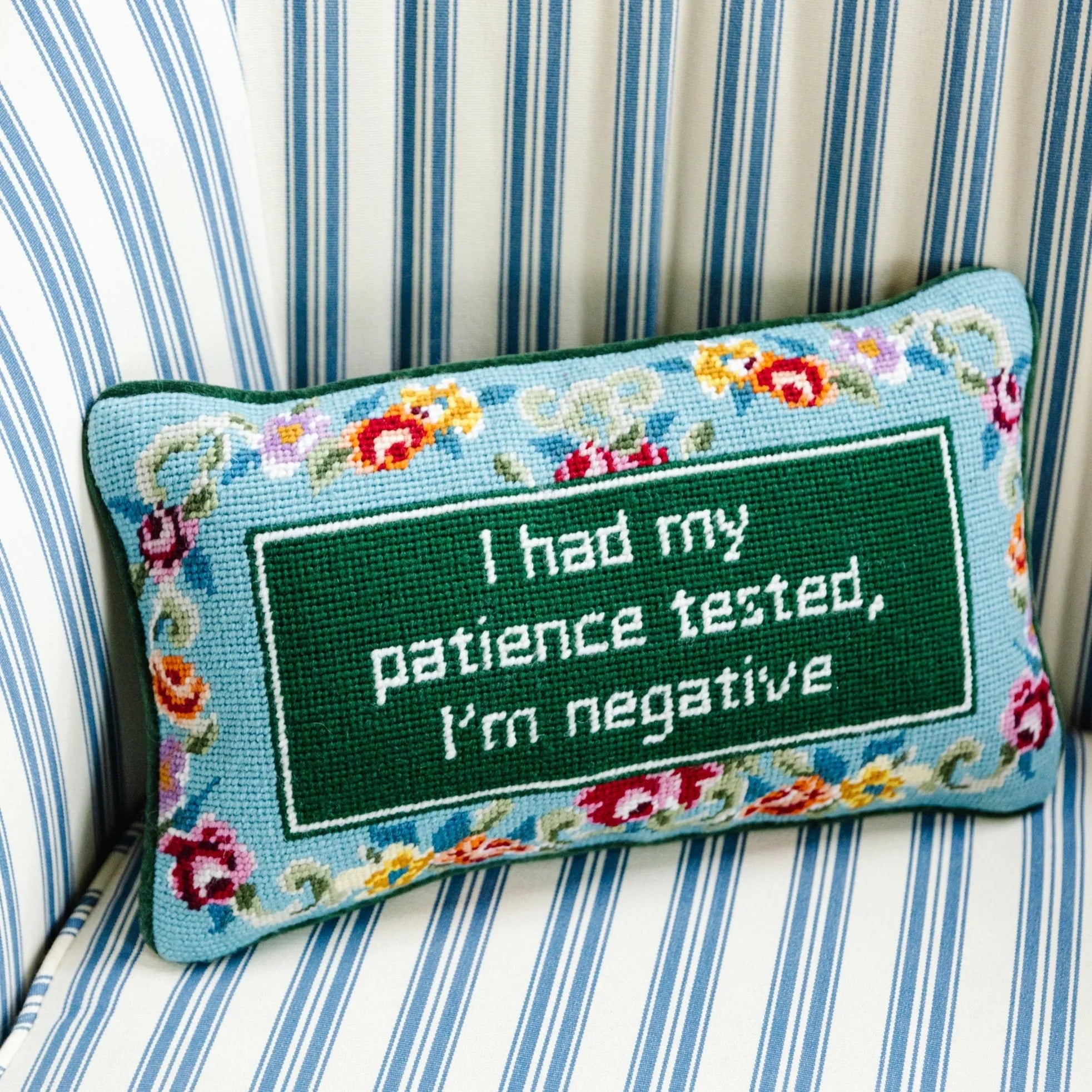 Patience Needlepoint Pillow