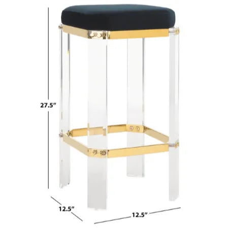 Safavieh Cicely Acrylic Bar Stool with Brass Metal Details