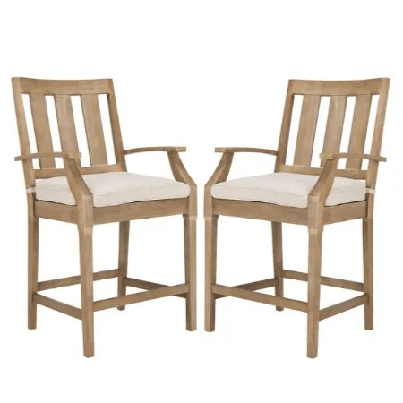 Safavieh San Salvador Eucalyptus Wood Counter Stool in Natural/White (Set of 2)