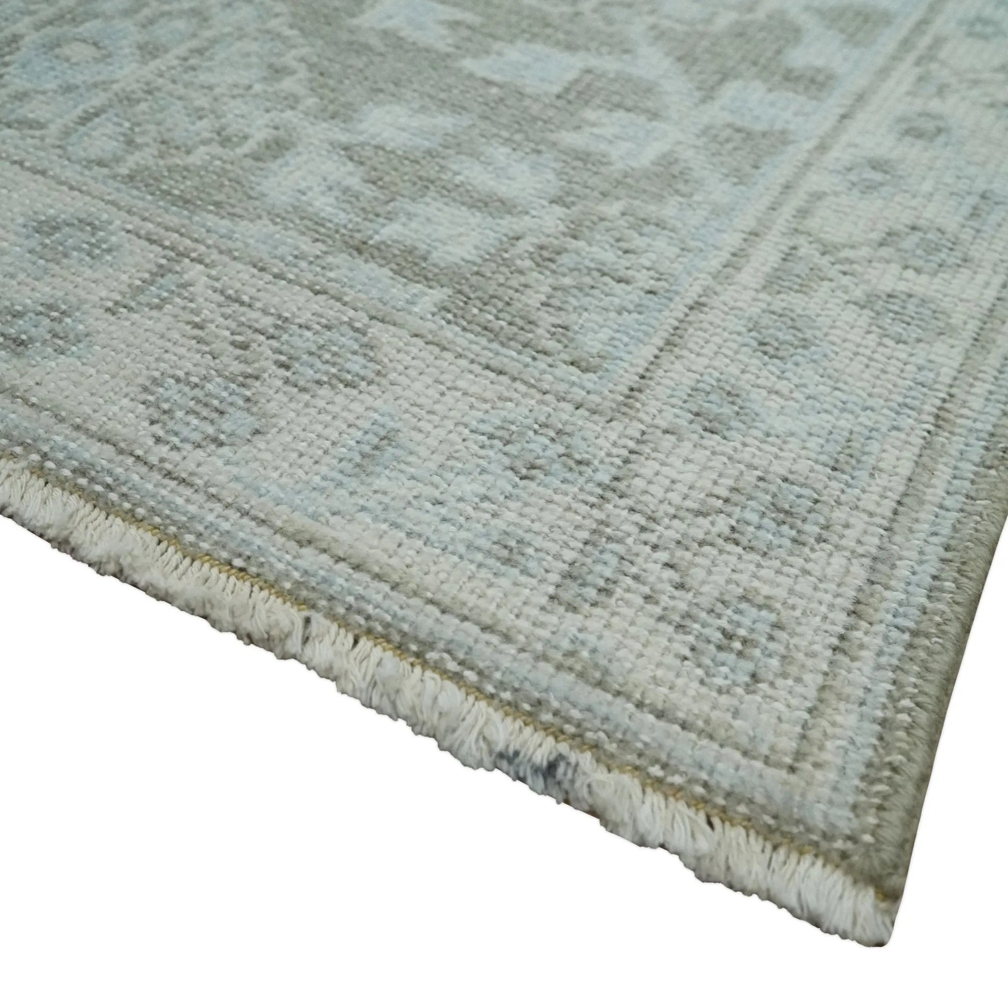 2x3 Hand Knotted Gray, Ivory and Silver Traditional Persian Oushak Wool Rug | N6323