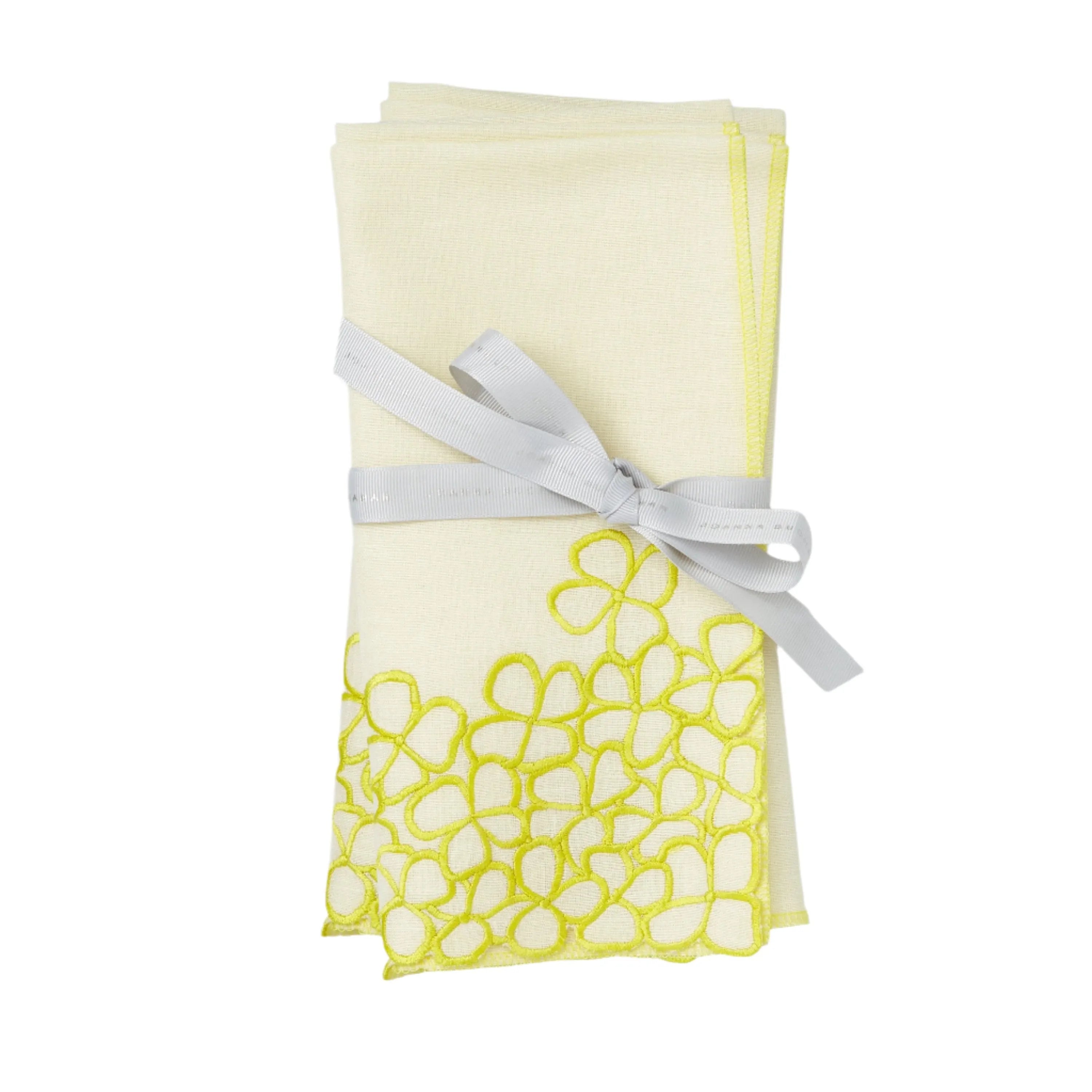 Hydrangea dinner napkins, citrus, set of two