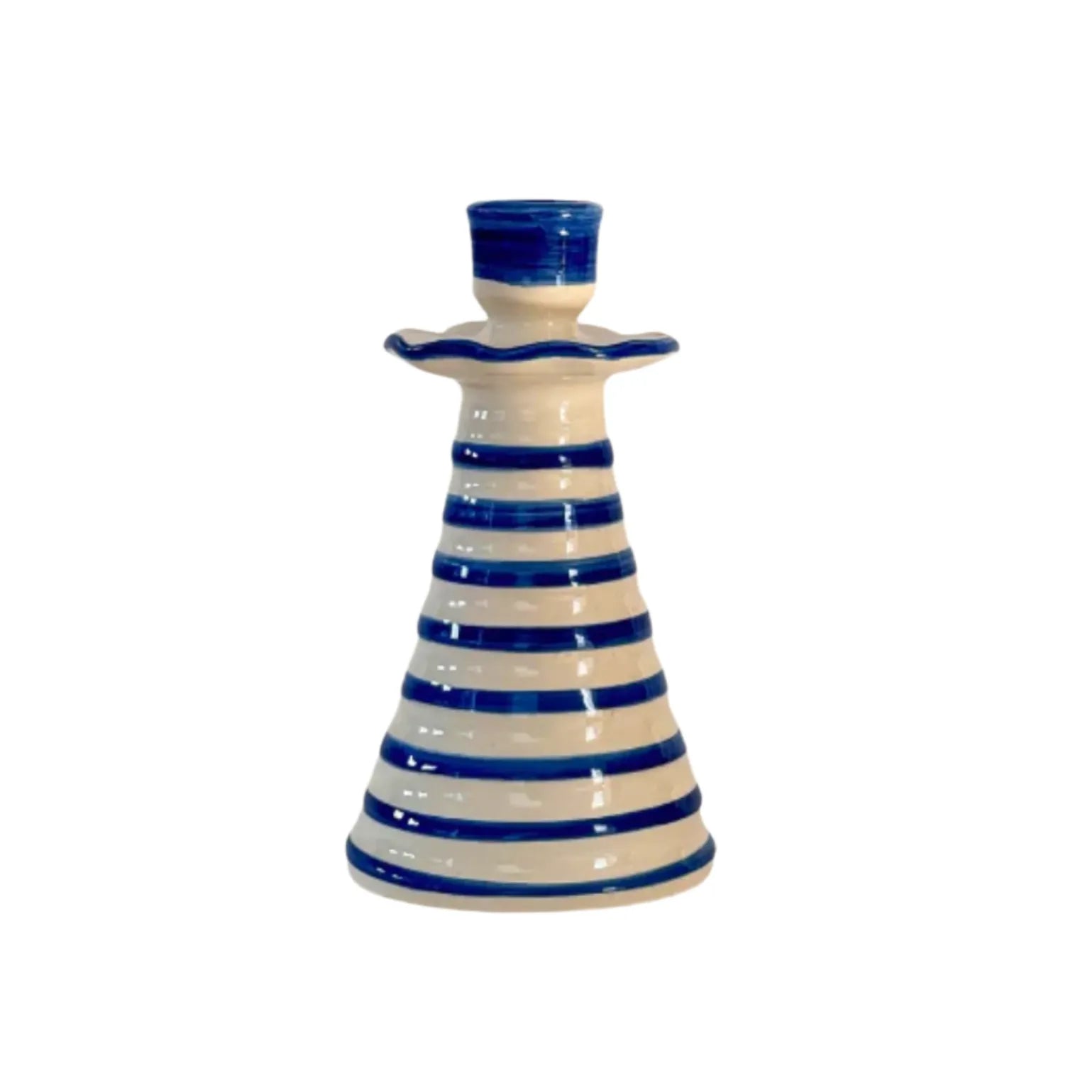 Ruffle Candleholder, Azul Stripe