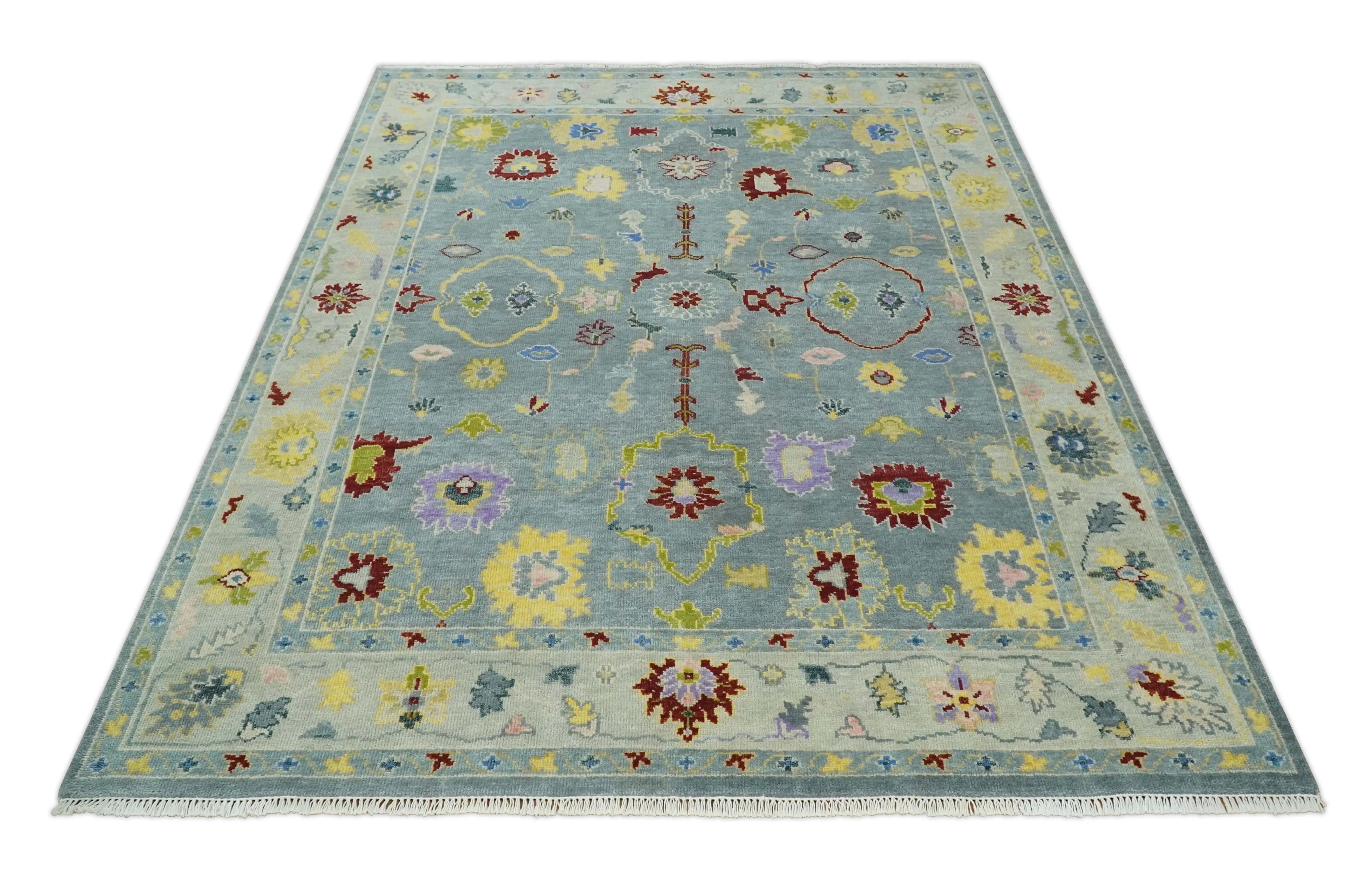 8x10 Fine Hand Knotted Blue and Beige Traditional Vintage Antique Persian Wool Rug | TRDCP893810