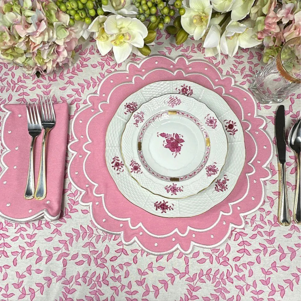 Flying Sheep Country Pink Leaves - Tablecloth