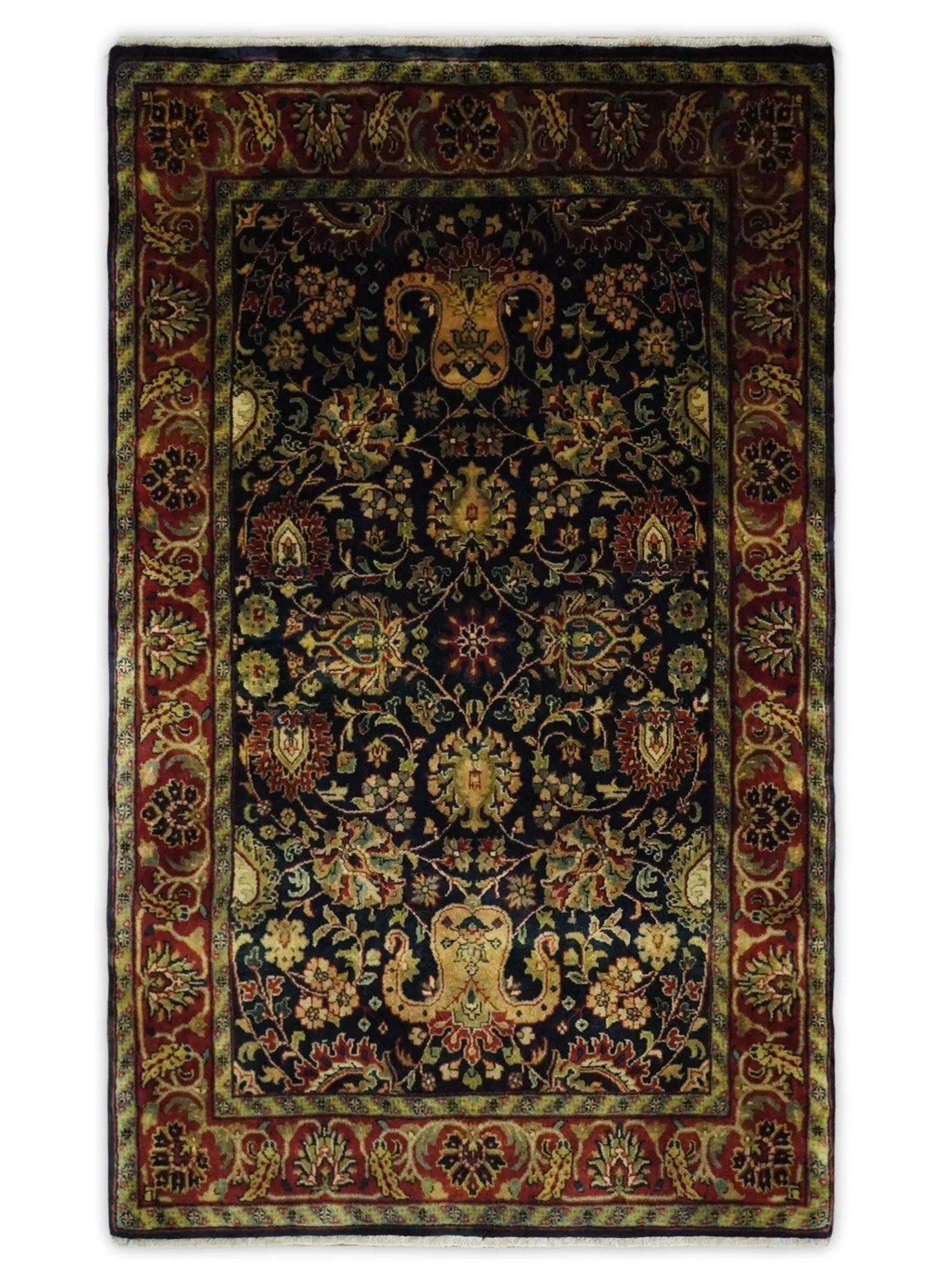 Premium look Hand Knotted Black, Brown and Gold Fine Wool Traditional Oushak Multi Size wool Area Rug