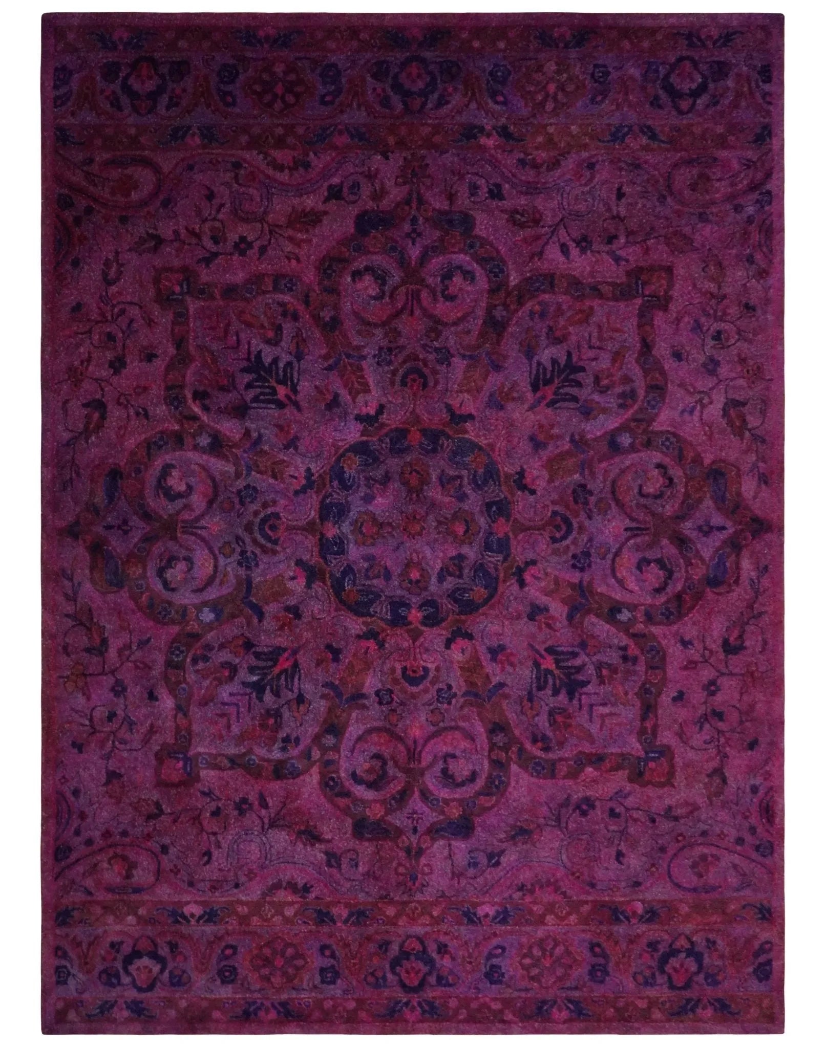 3x5, 5x8, 8x11 Pink Wine Overdyed Classic Wool Area Rug