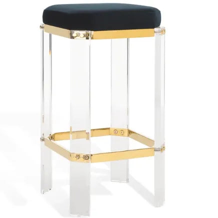 Safavieh Cicely Acrylic Bar Stool with Brass Metal Details