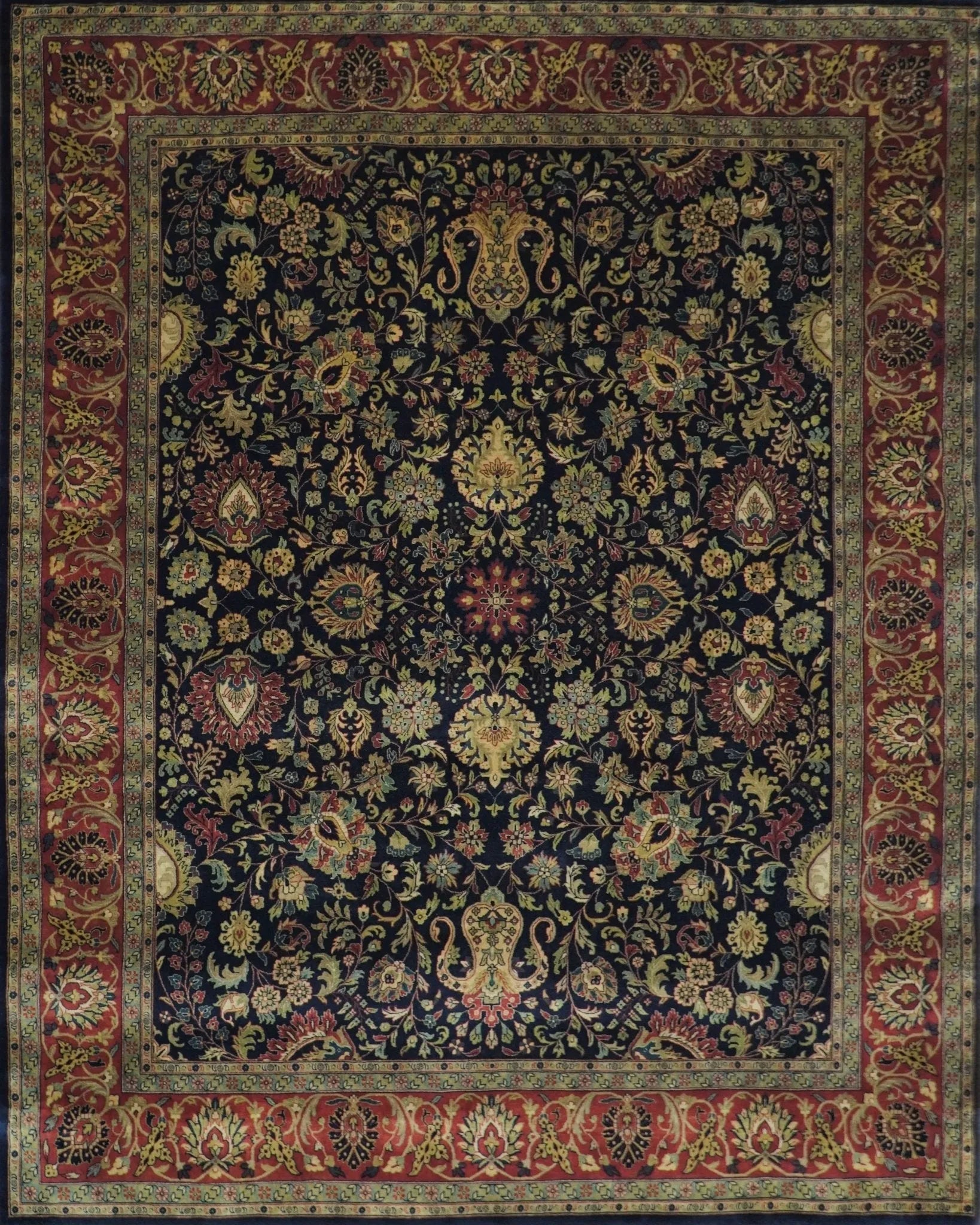 Premium look Hand Knotted Black, Brown and Gold Fine Wool Traditional Oushak Multi Size wool Area Rug