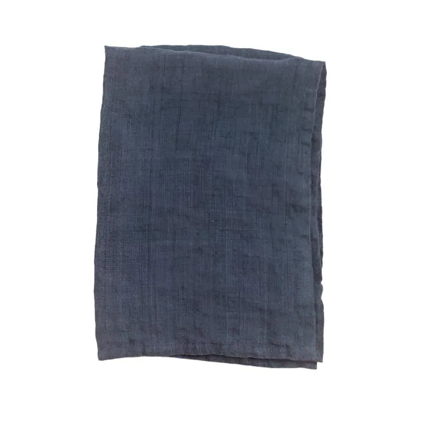 Stone Washed Linen Tea Towel - Navy