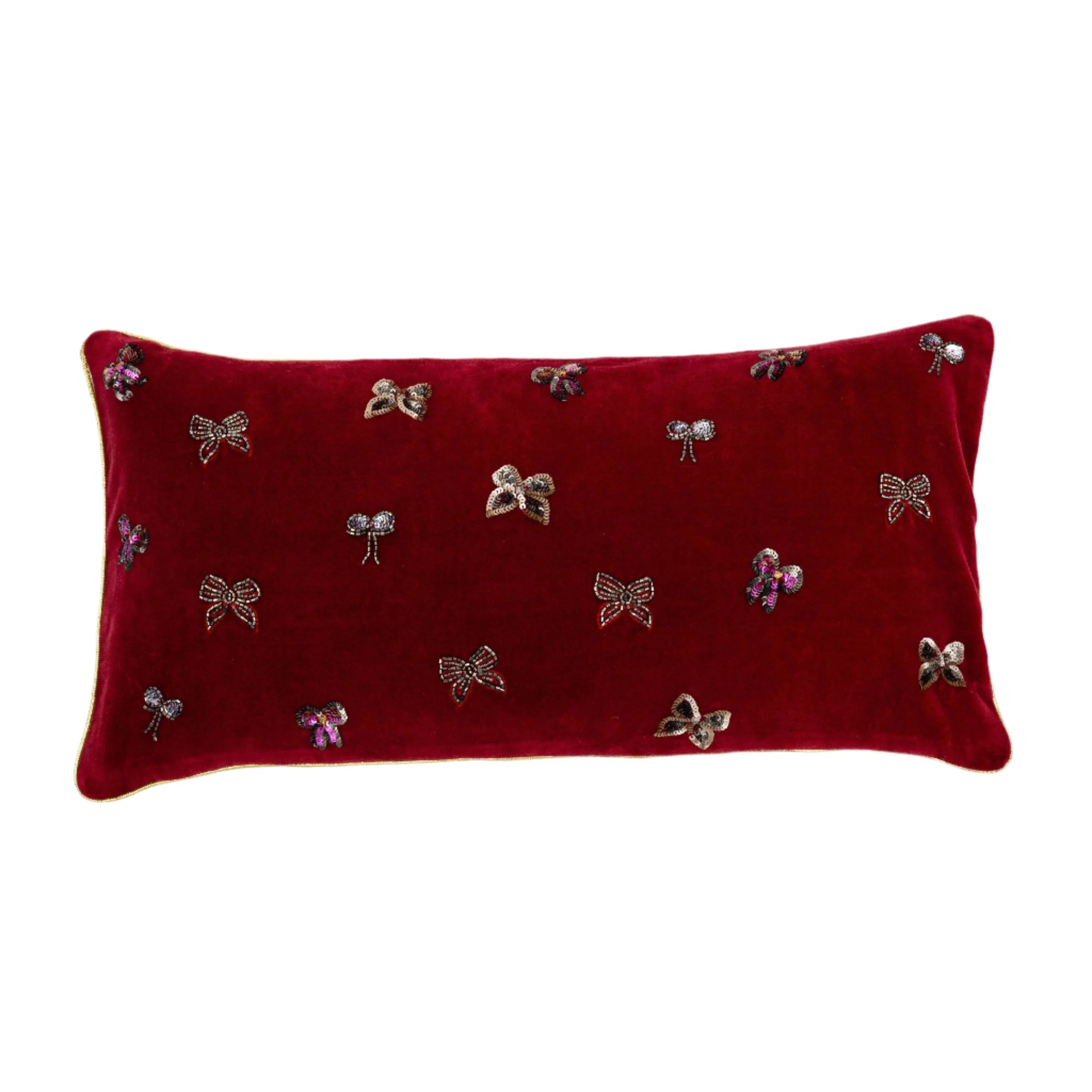 Bow pillow, red