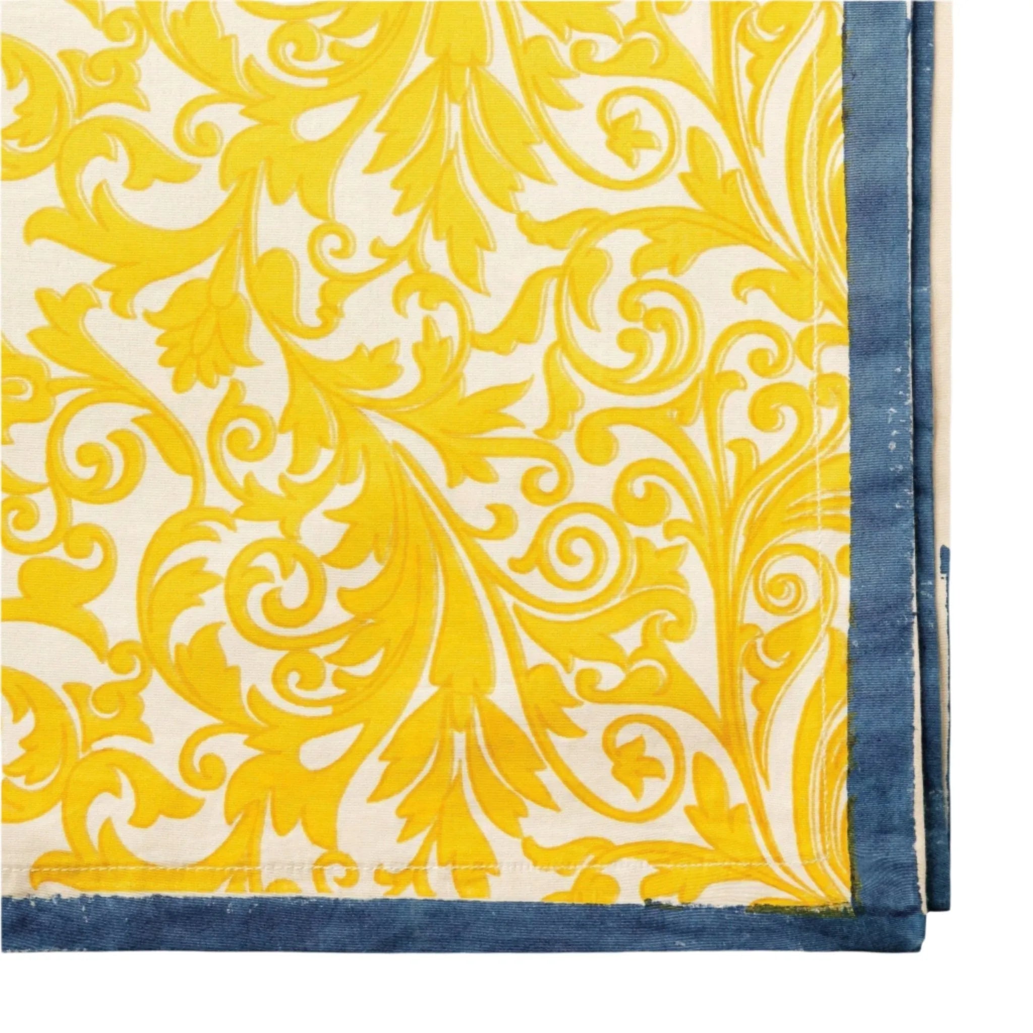 Damask print tablecloth, yellow