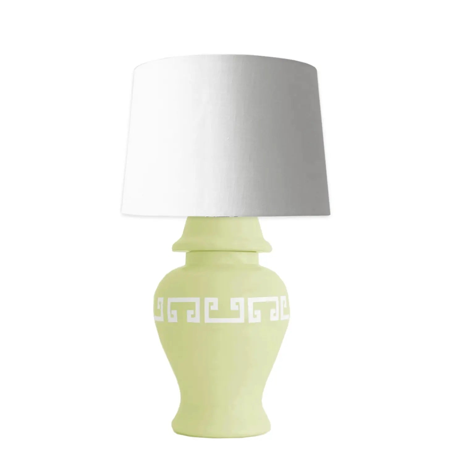 Spring Green Greek Key Ginger Jar Lamp