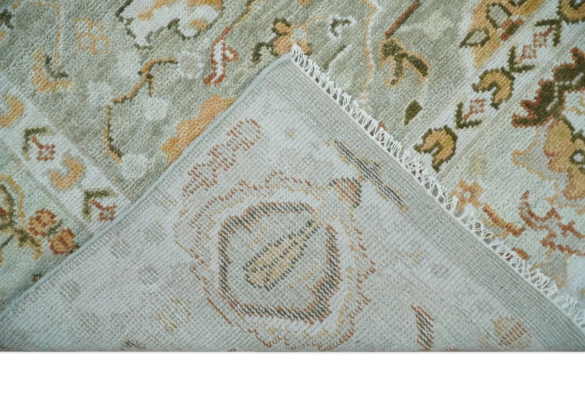 Hand Knotted Antique Peach and Beige Traditional Oushak Custom Made Wool Area Rug