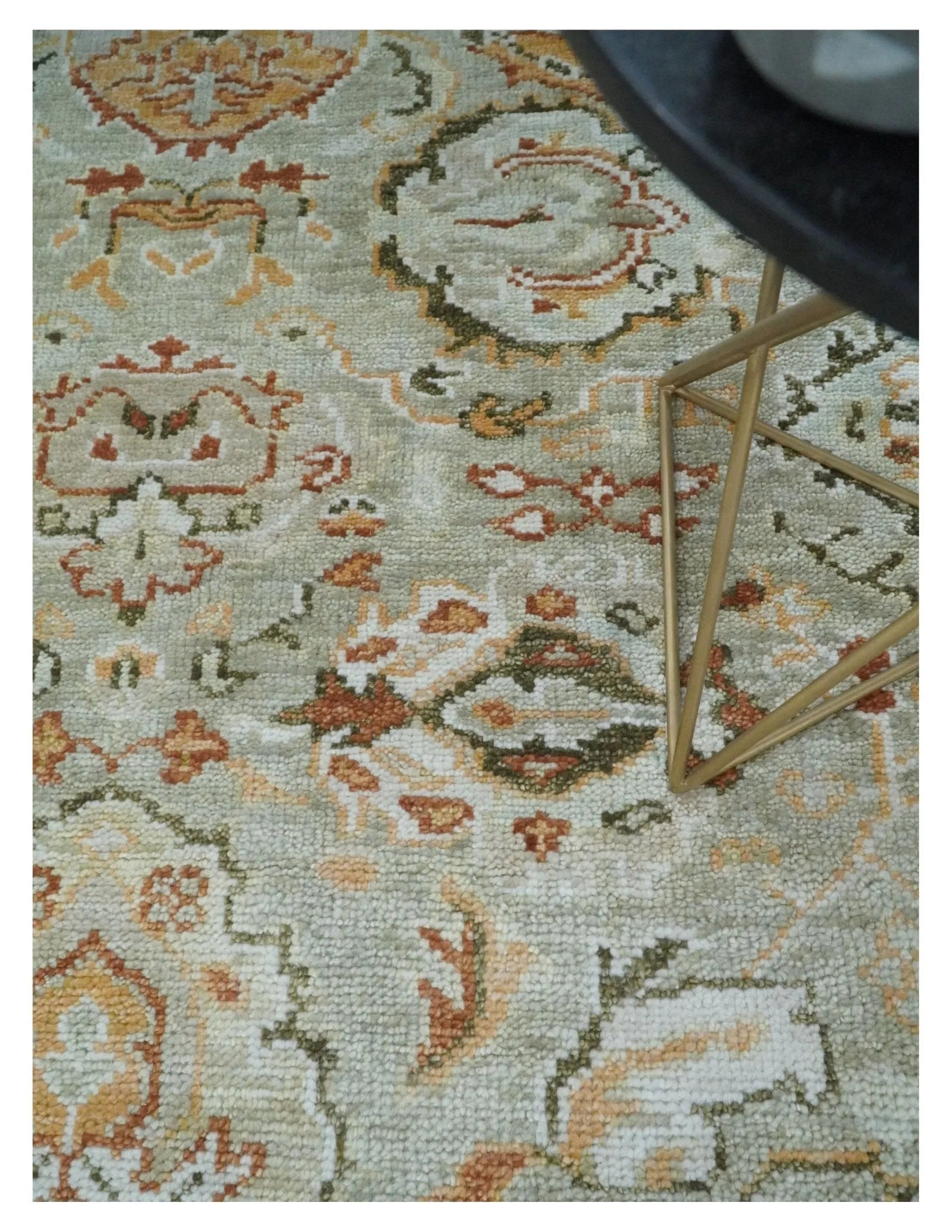 Hand Knotted Antique Peach and Beige Traditional Oushak Custom Made Wool Area Rug