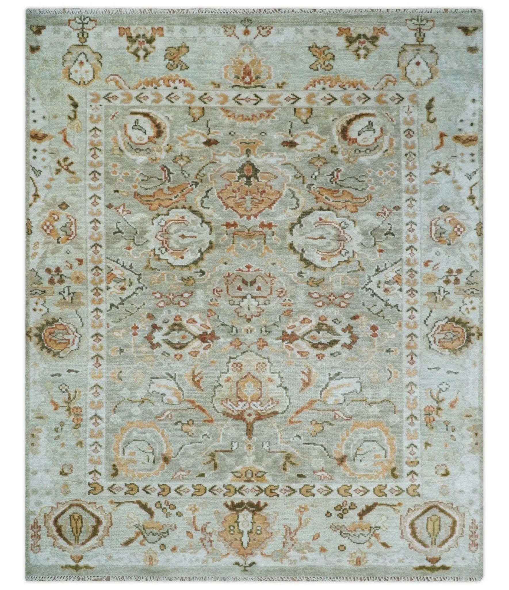 Hand Knotted Antique Peach and Beige Traditional Oushak Custom Made Wool Area Rug