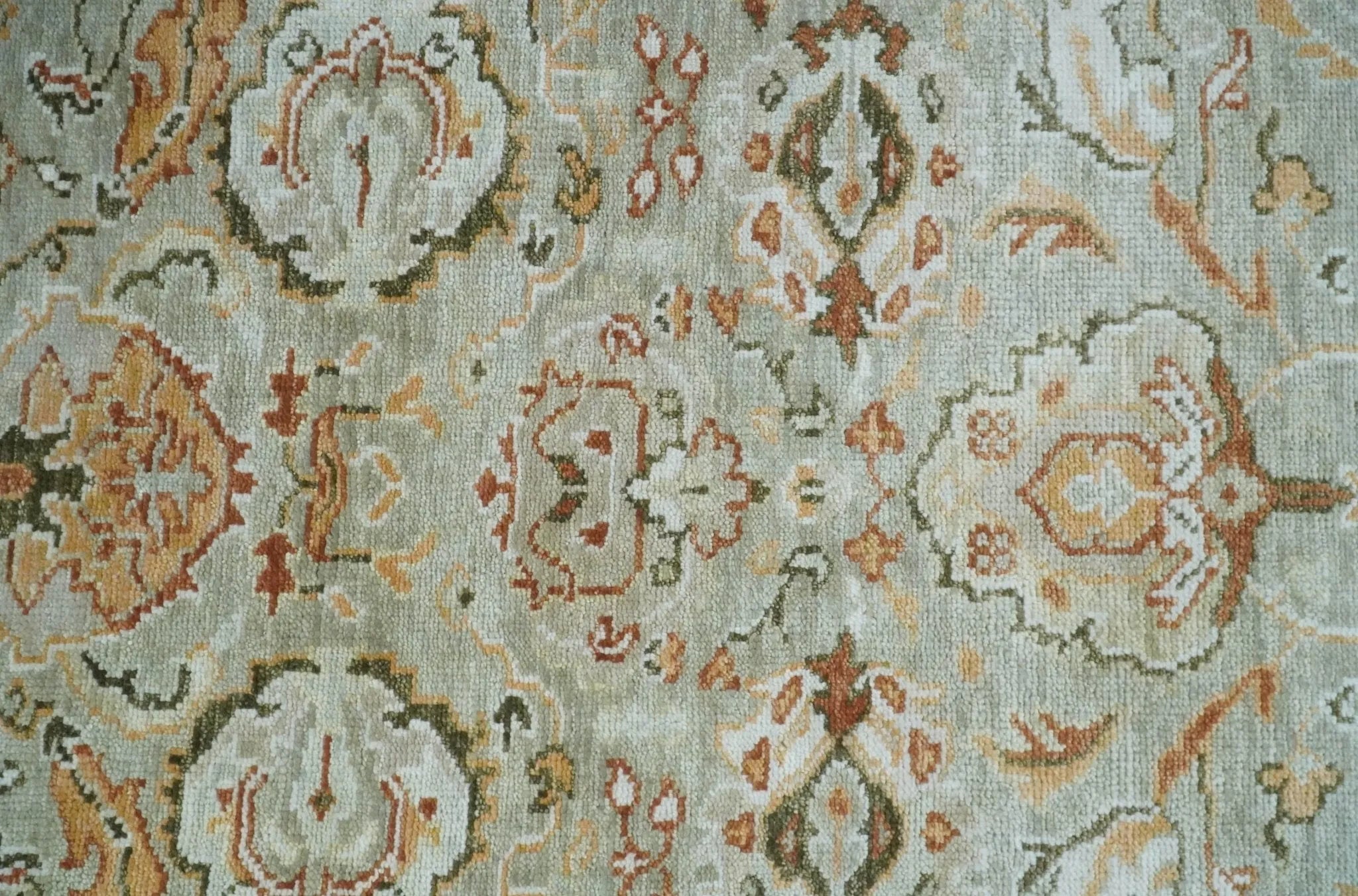 Hand Knotted Antique Peach and Beige Traditional Oushak Custom Made Wool Area Rug