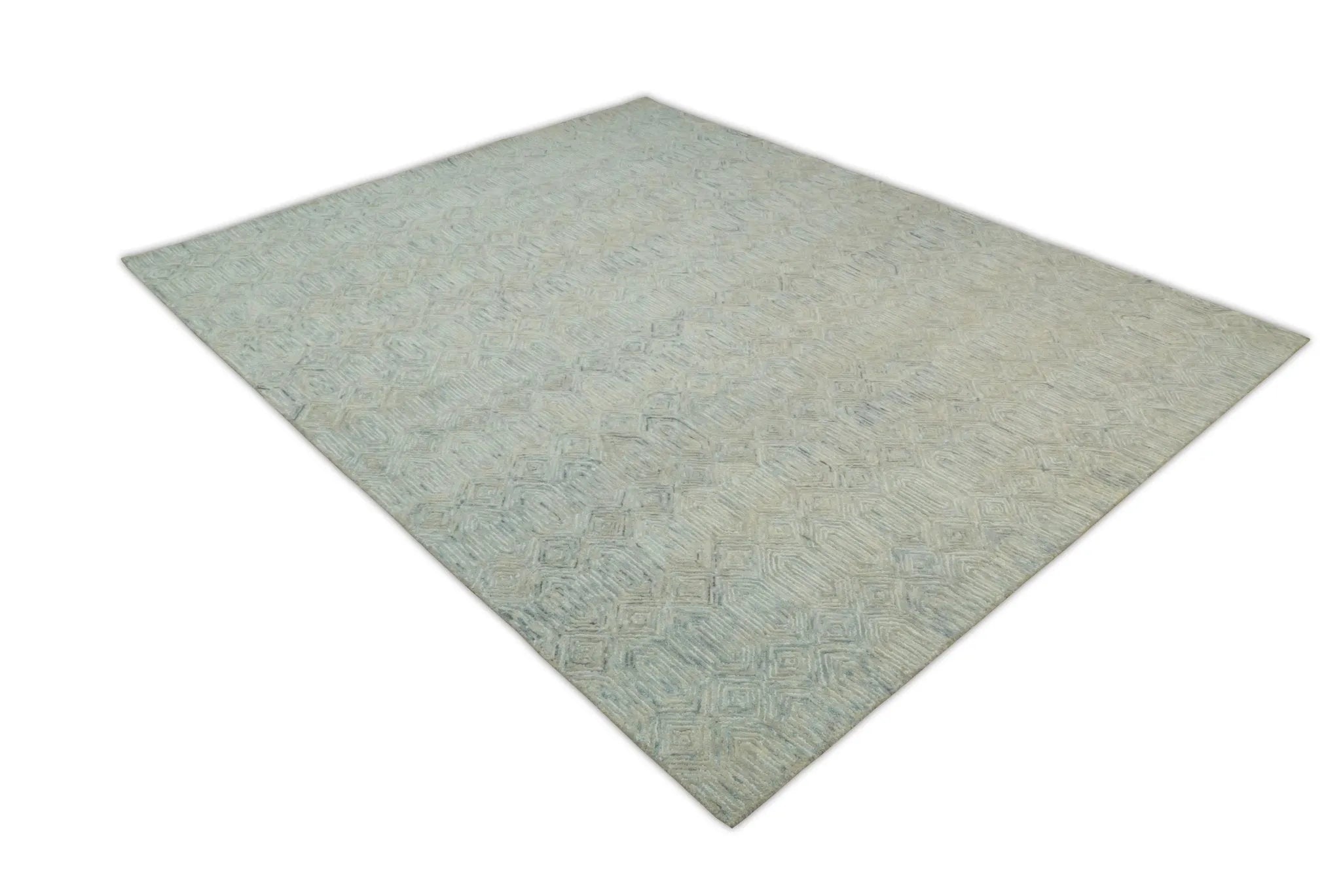 5x8 and 8x10 Hand Made Woolen Modern Camel and Blue Area Rug | EVE004