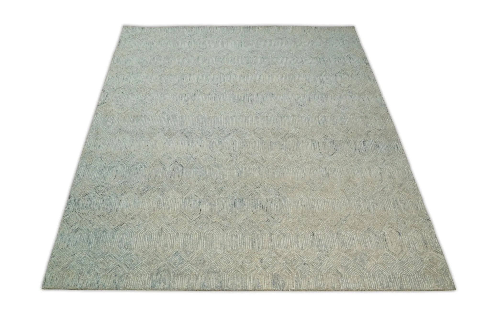 5x8 and 8x10 Hand Made Woolen Modern Camel and Blue Area Rug | EVE004