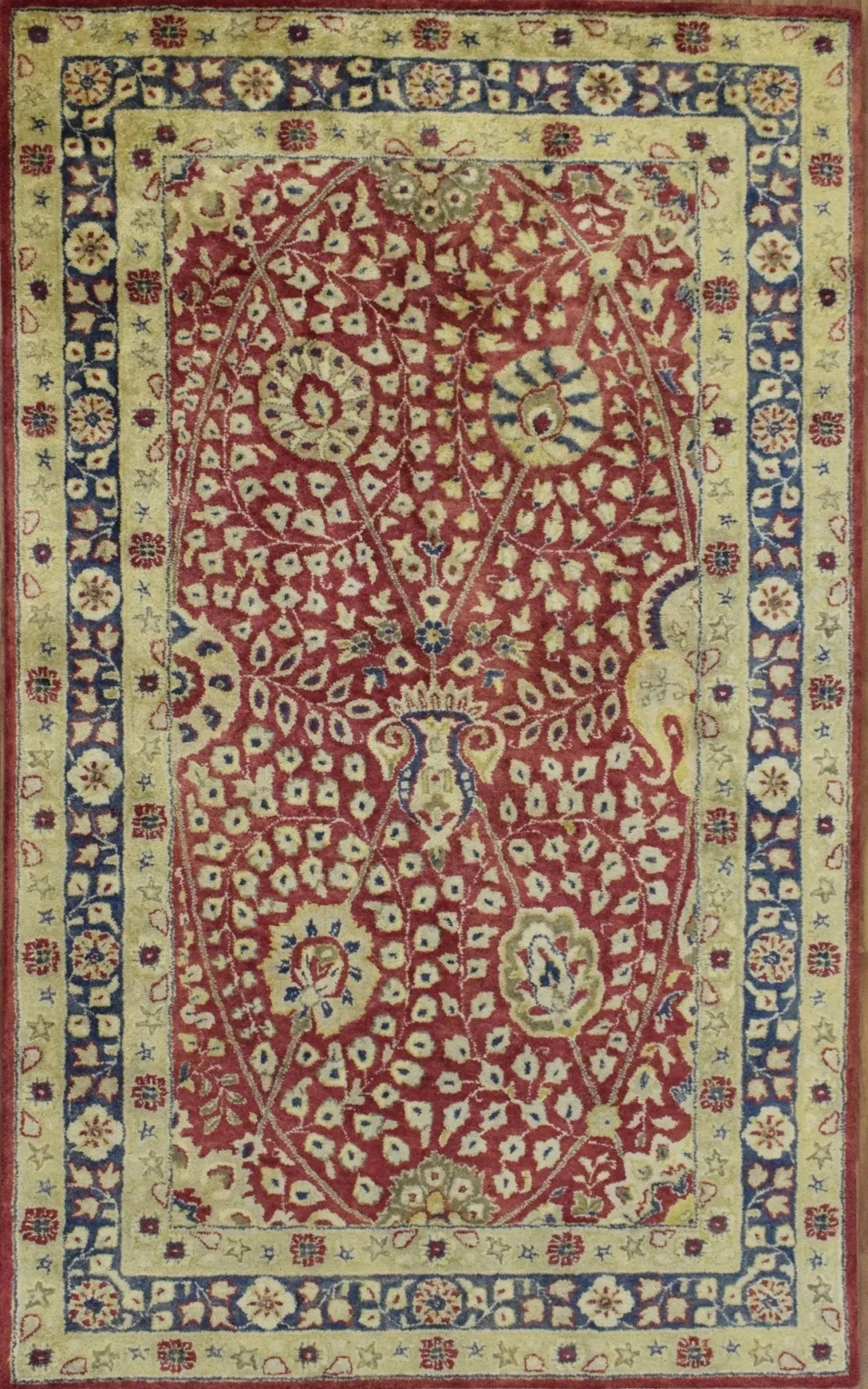 5x8 Red and Gold Handmade Classic Vintage Design Wool Area Rug