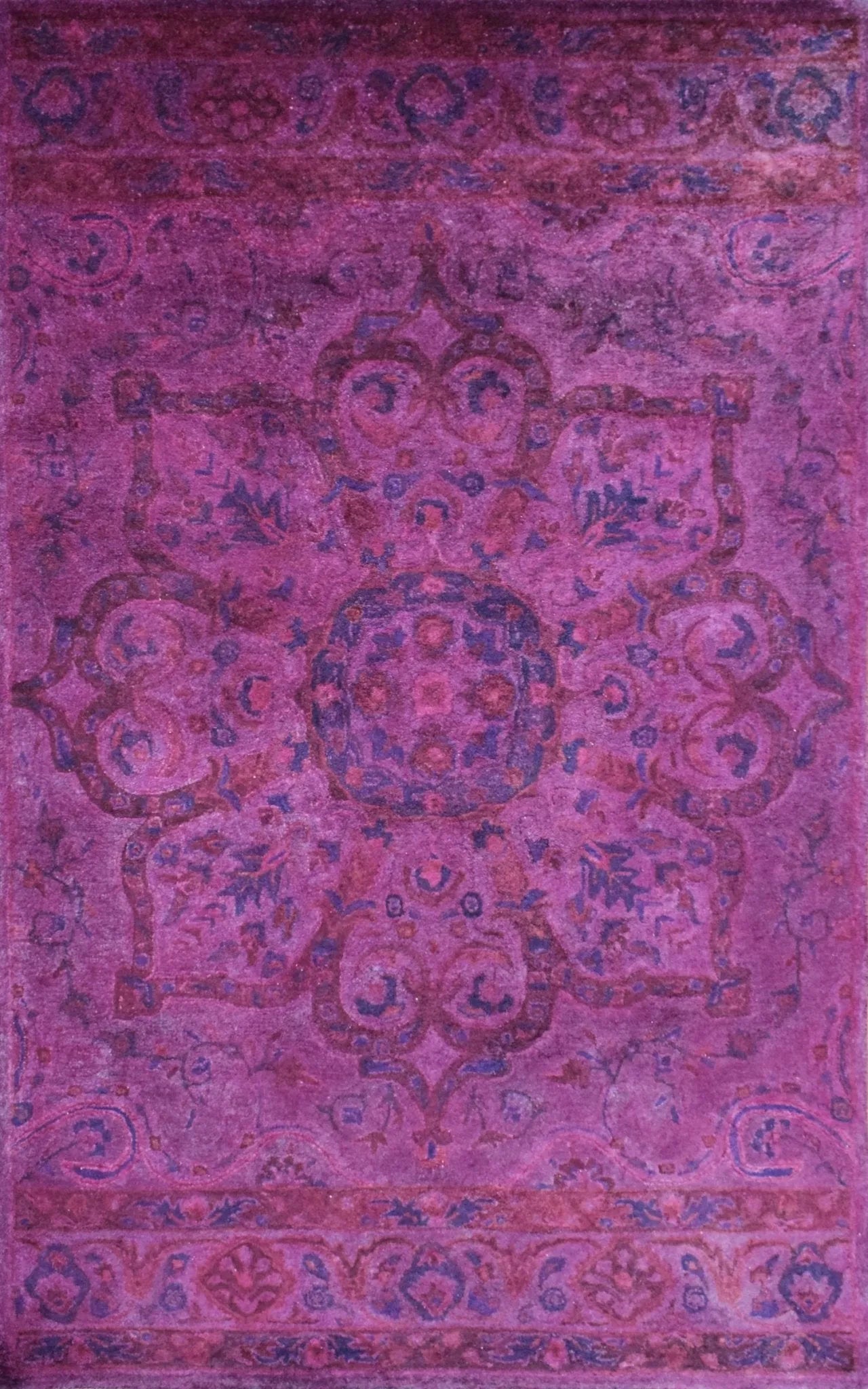 3x5, 5x8, 8x11 Pink Wine Overdyed Classic Wool Area Rug