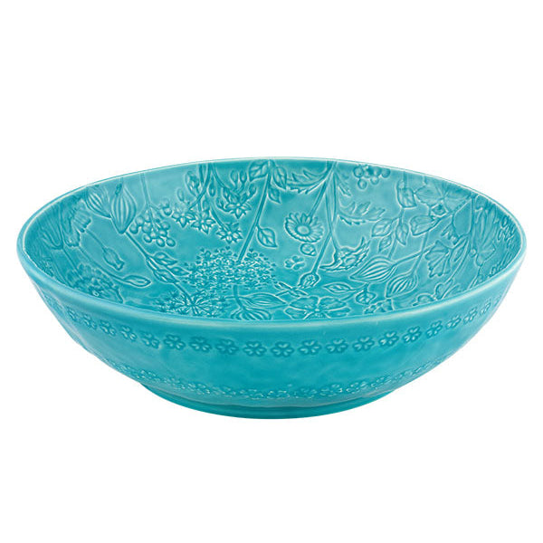 Flora Earthenware Salad Bowl in Blue