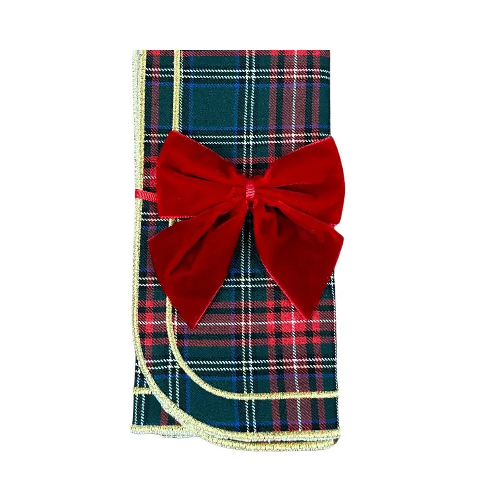 Red: Velvet Bow Napkin Ties - (Set of 4)