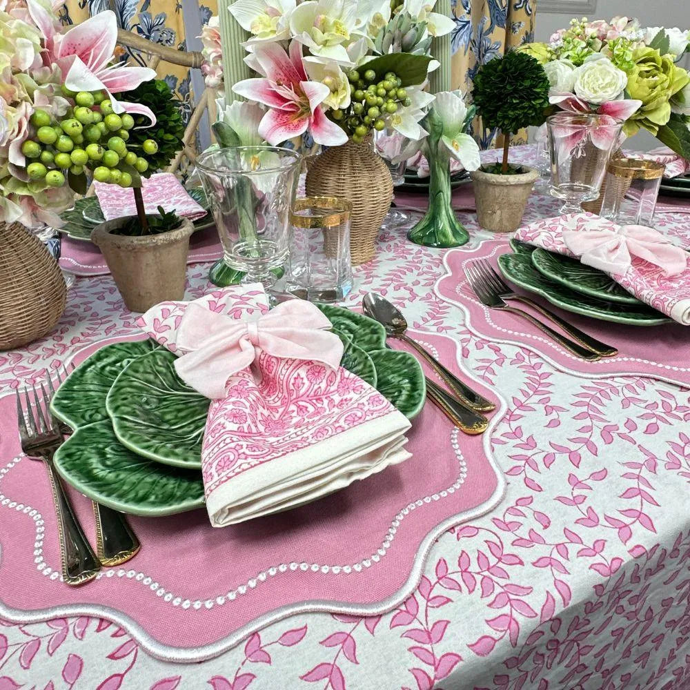 Flying Sheep Country Pink Leaves - Tablecloth