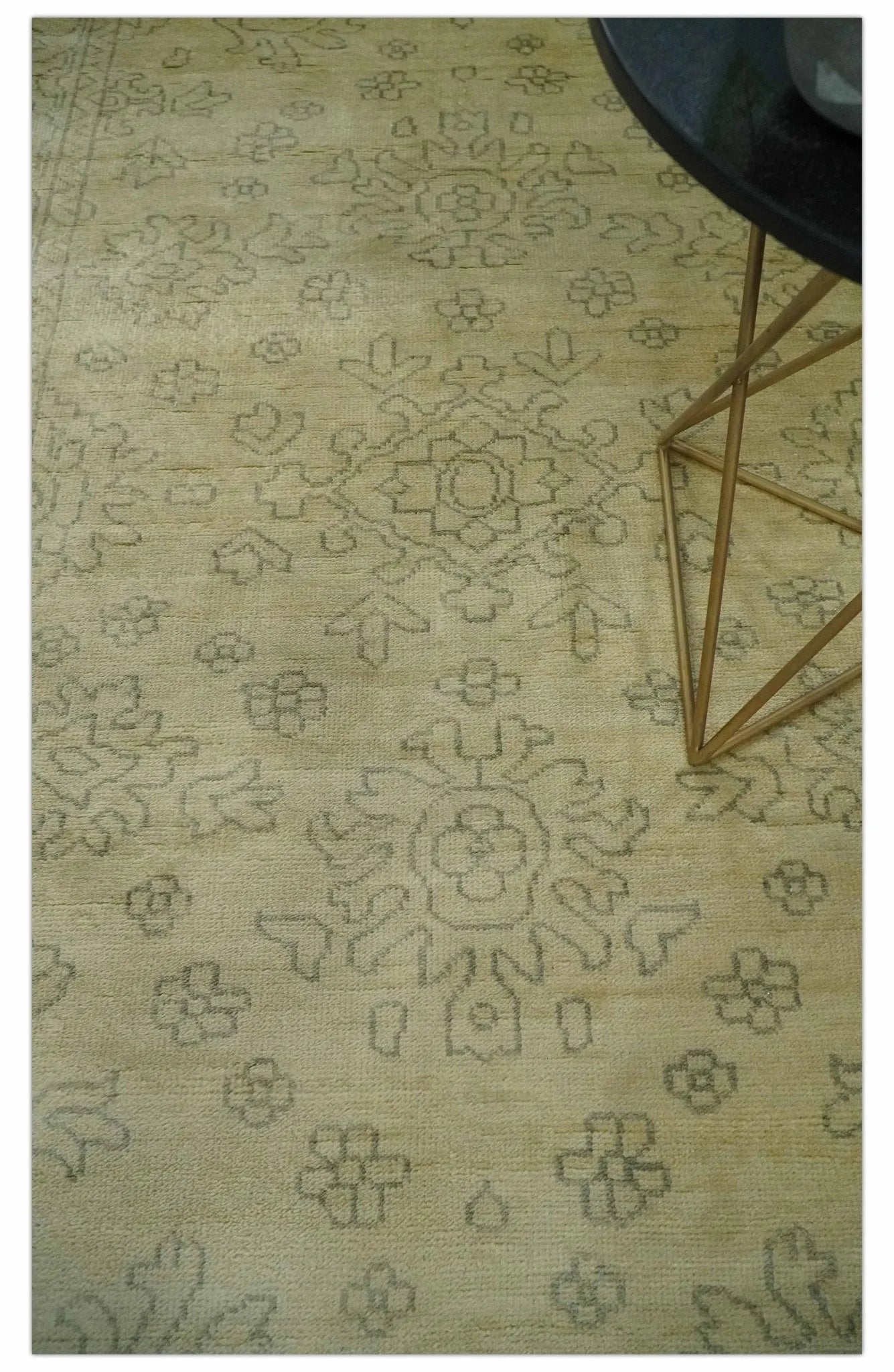 6x8 Hand Knotted Beige and Gray Turkish Design Traditional Wool Rug | N35468