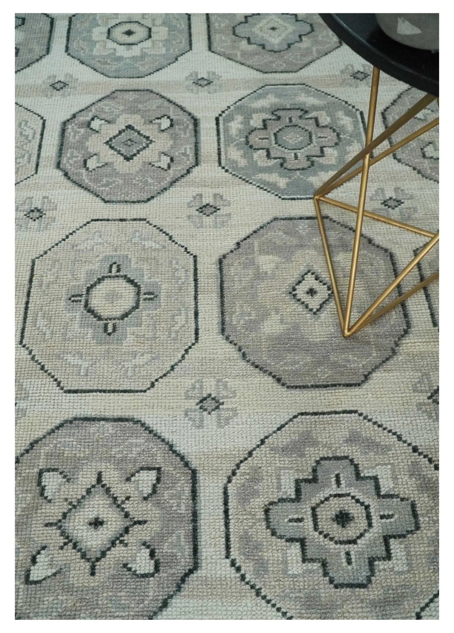 Custom Made Hand Knotted Turkish Silver, Beige and Gray Traditional Antique Low Pile Area Rug