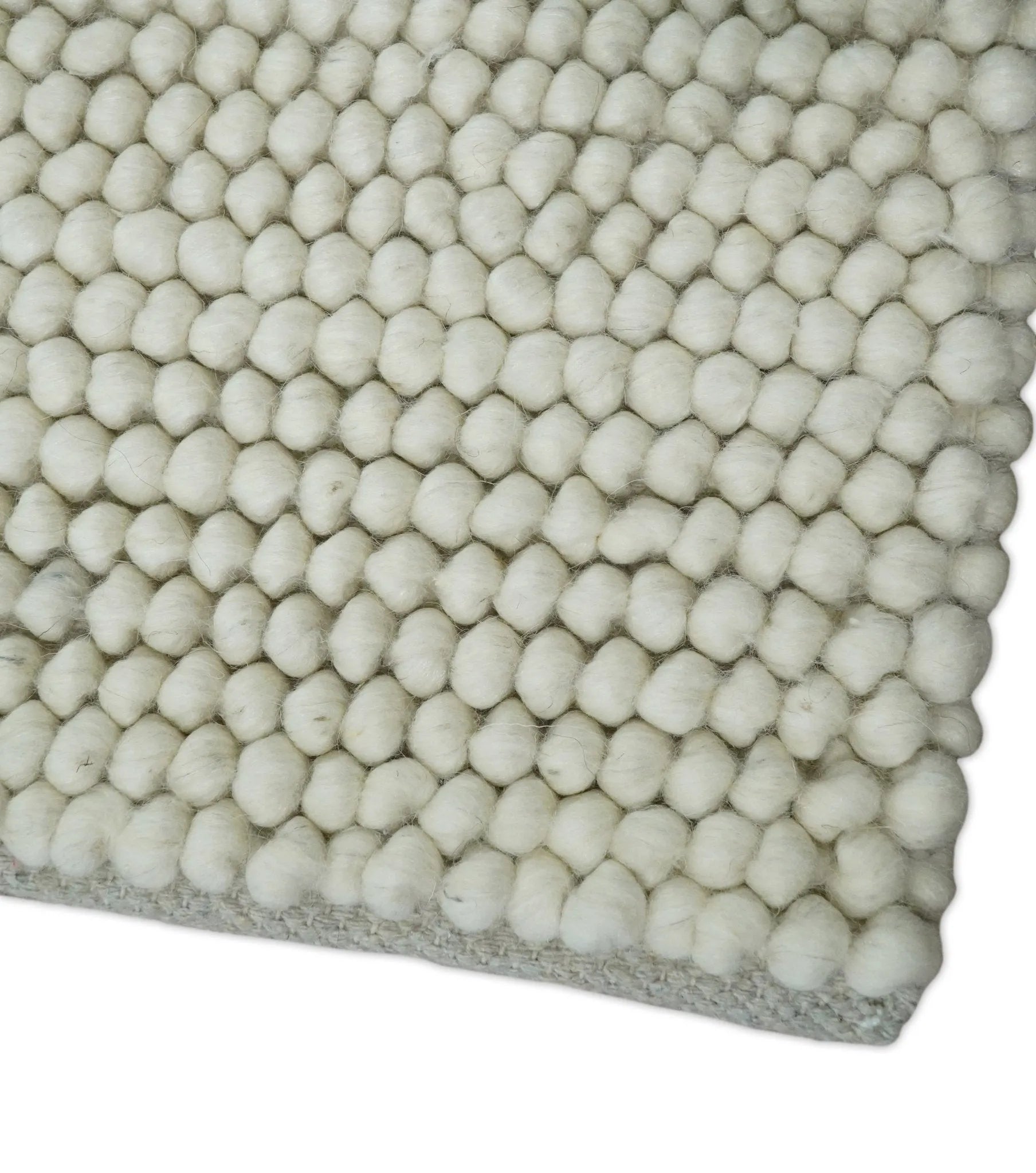 Solid Ivory Wool Felted Chunky Hand Woven Contemporary Area Rug