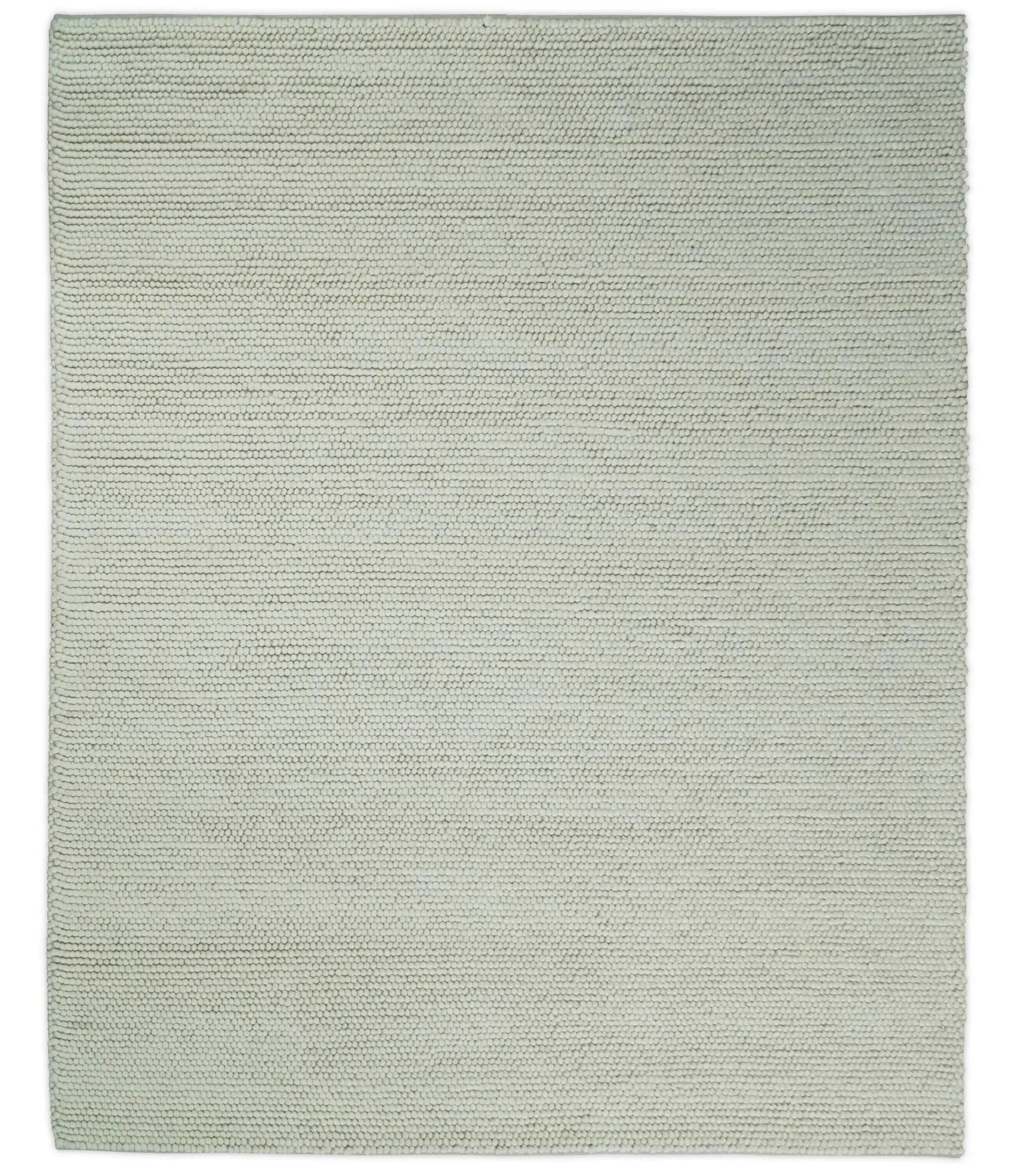 Solid Ivory Wool Felted Chunky Hand Woven Contemporary Area Rug