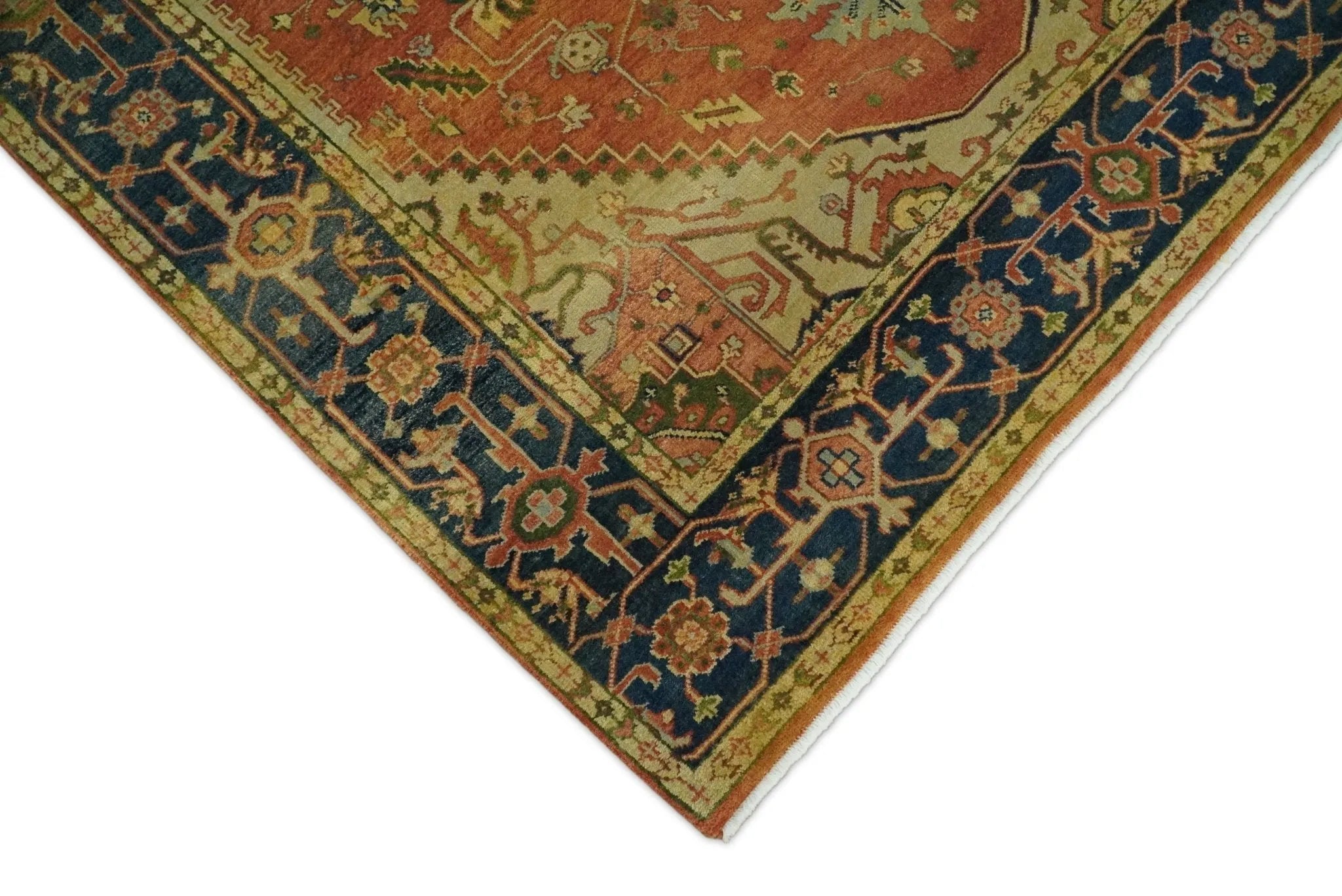 6x9 and 9x12 Red and Blue Antique Persian Heriz Serapi Hand knotted wool Area Rug | TRD752