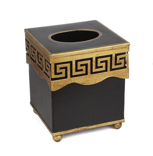 The Enchanted Home Black/Gold Greek Key Tissue Holder