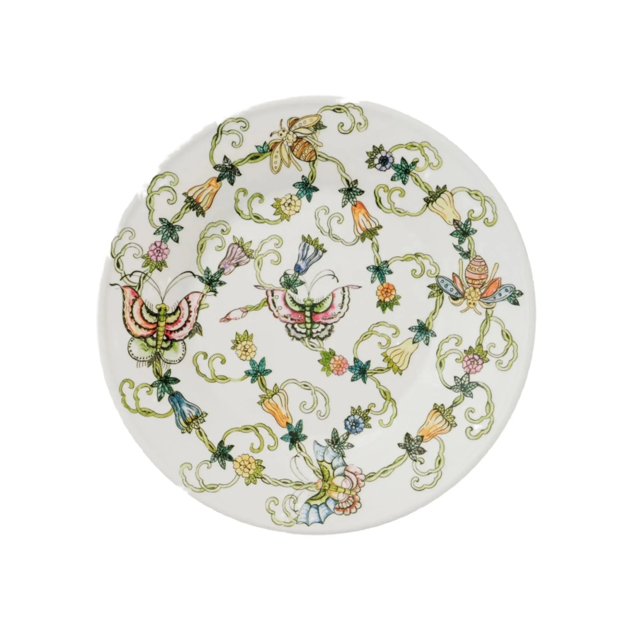 Butterfly and bees salad plates, set of four