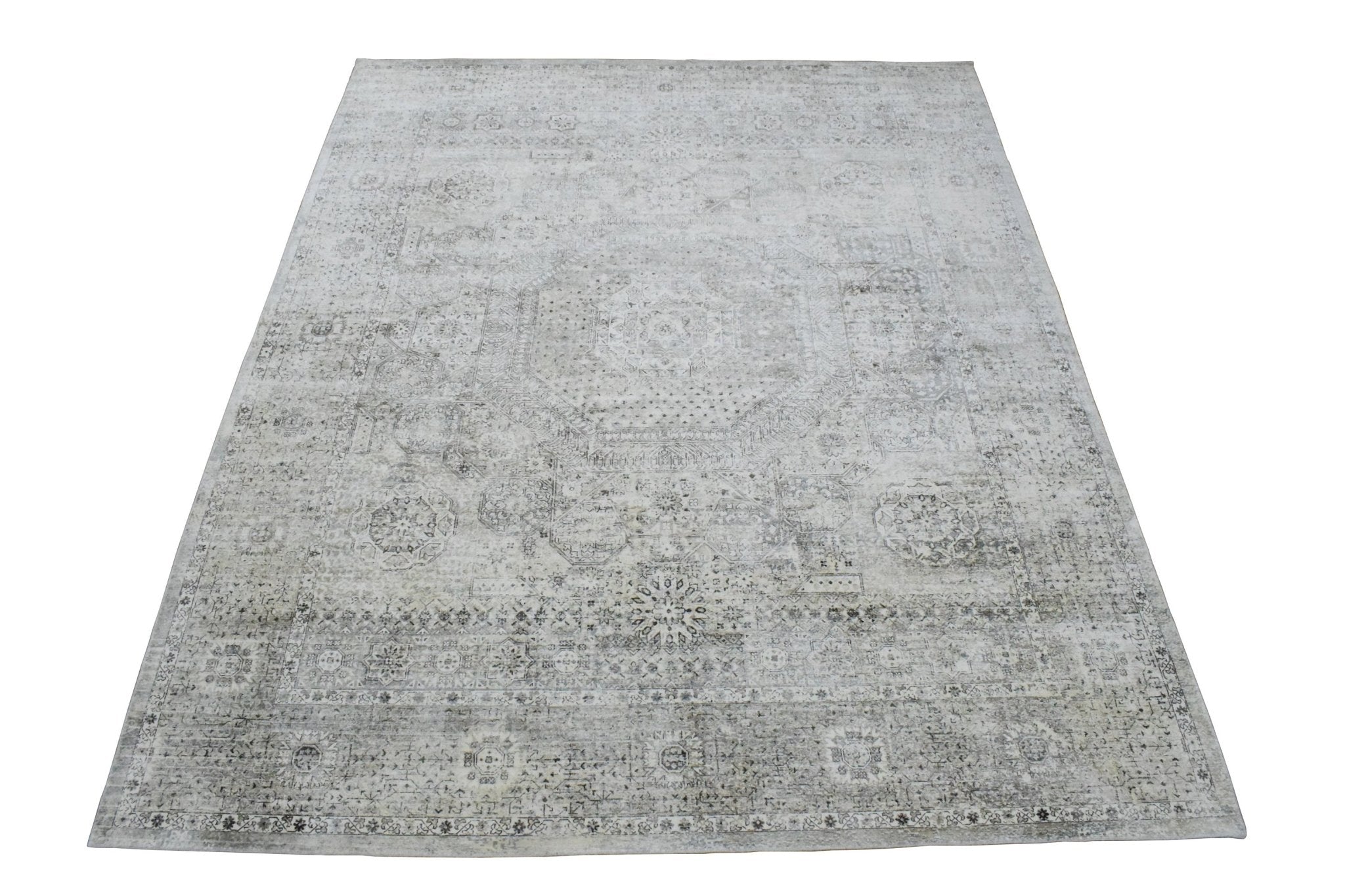 7.8x9.8 Rug, Abstract Blue and Gray Rug made with Viscose Art Silk, Living, Dinning and Bedroom Rug | TRD0091AR7898